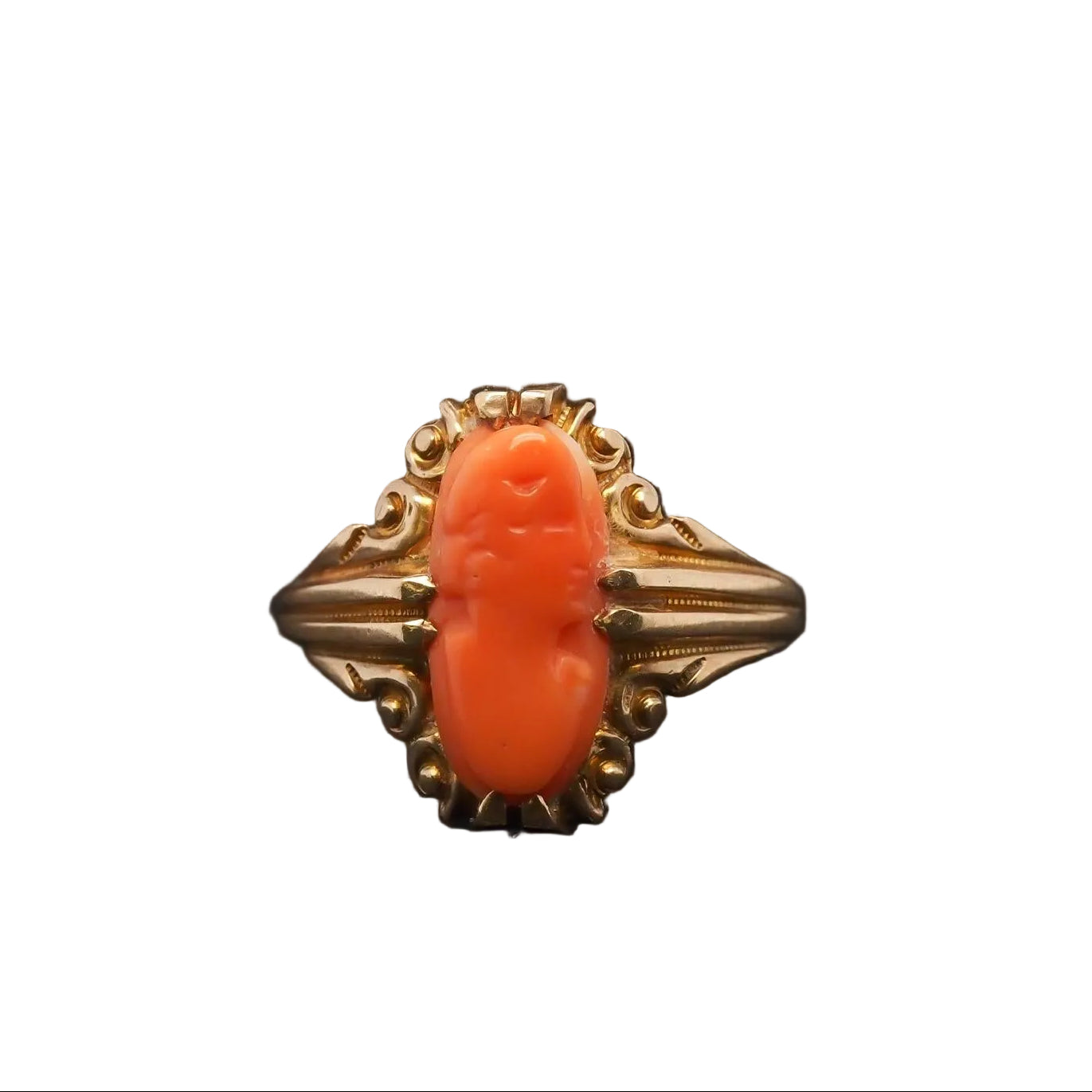 Art Deco 14K Yellow Gold Cameo Cocktail Ring - VHK#17