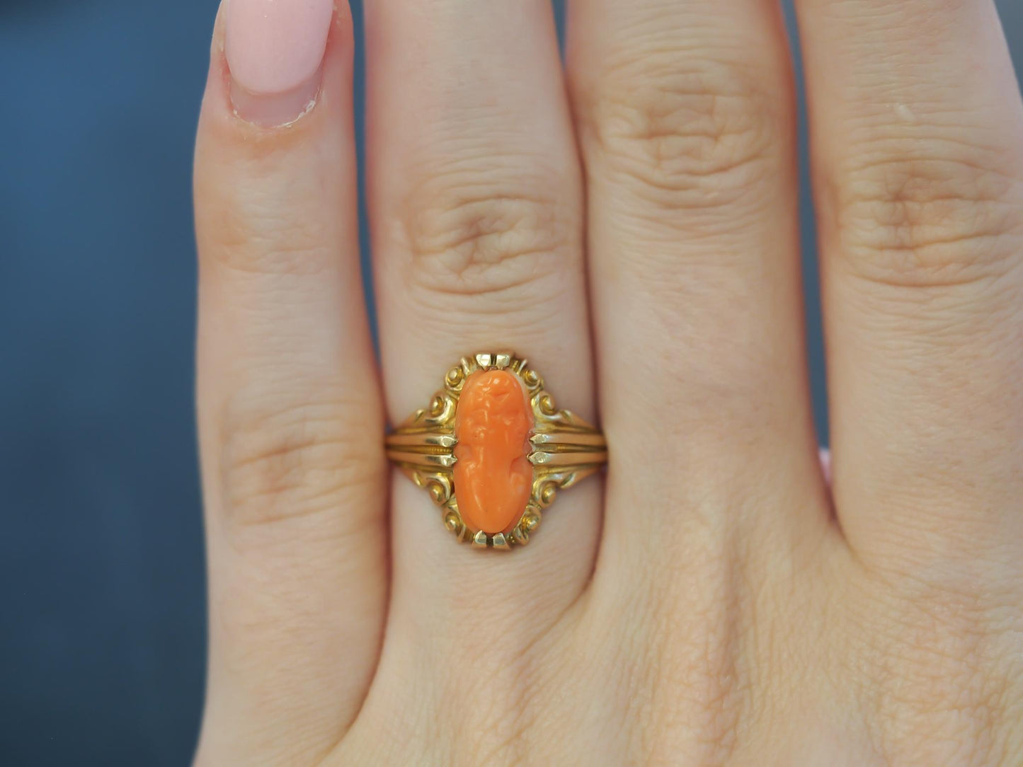 Art Deco 14K Yellow Gold Cameo Cocktail Ring - VHK#17