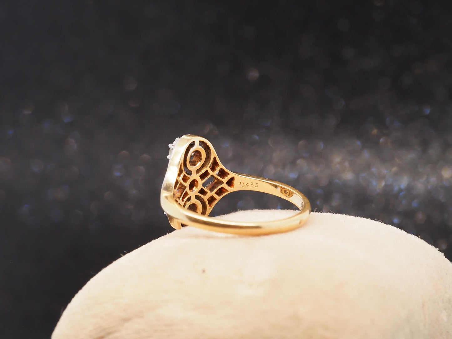 Vintage 14K Yellow Gold Old European Diamond Cocktail Ring - VHK#11