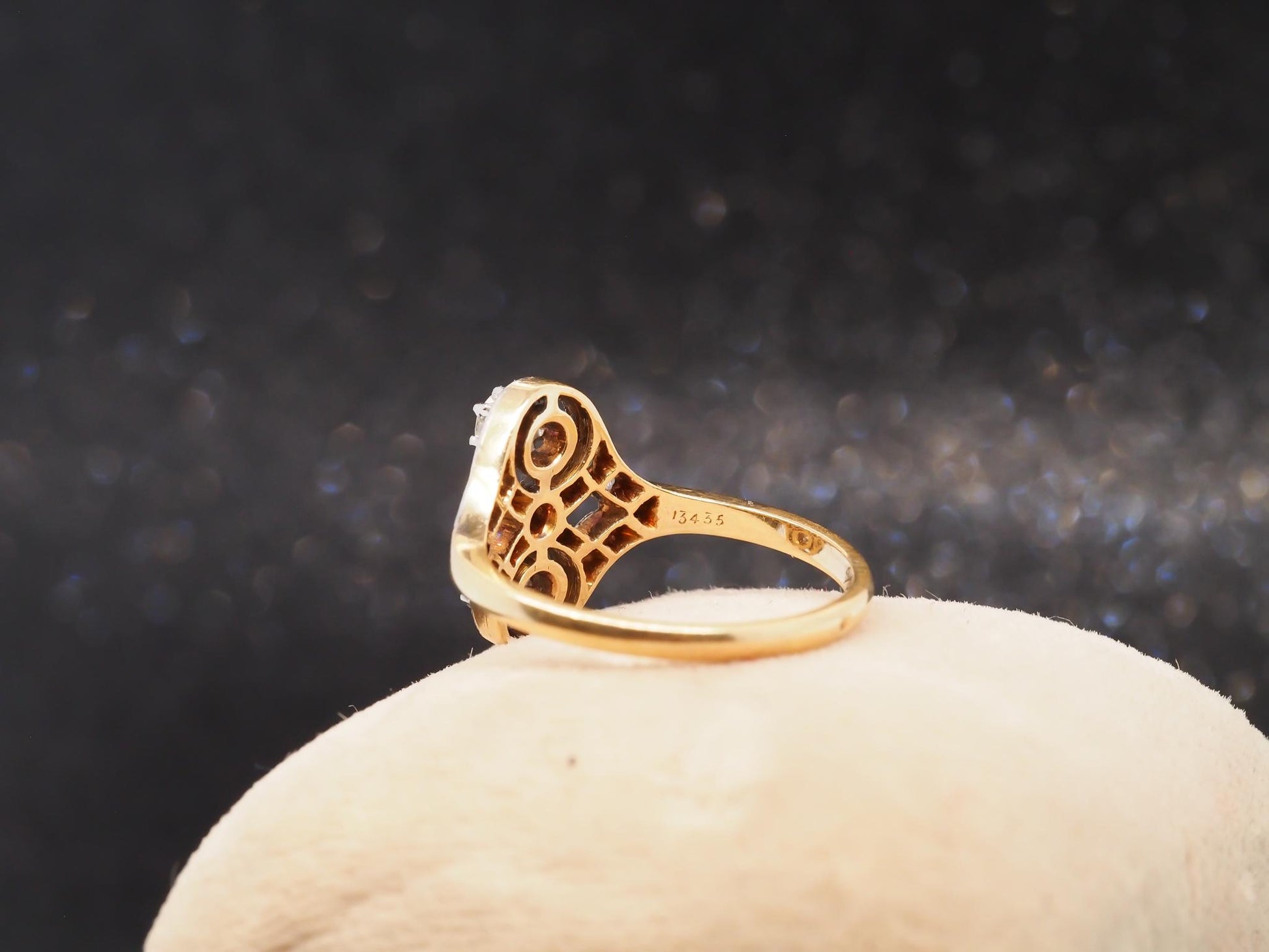 Vintage 14K Yellow Gold Old European Diamond Cocktail Ring - VHK#11