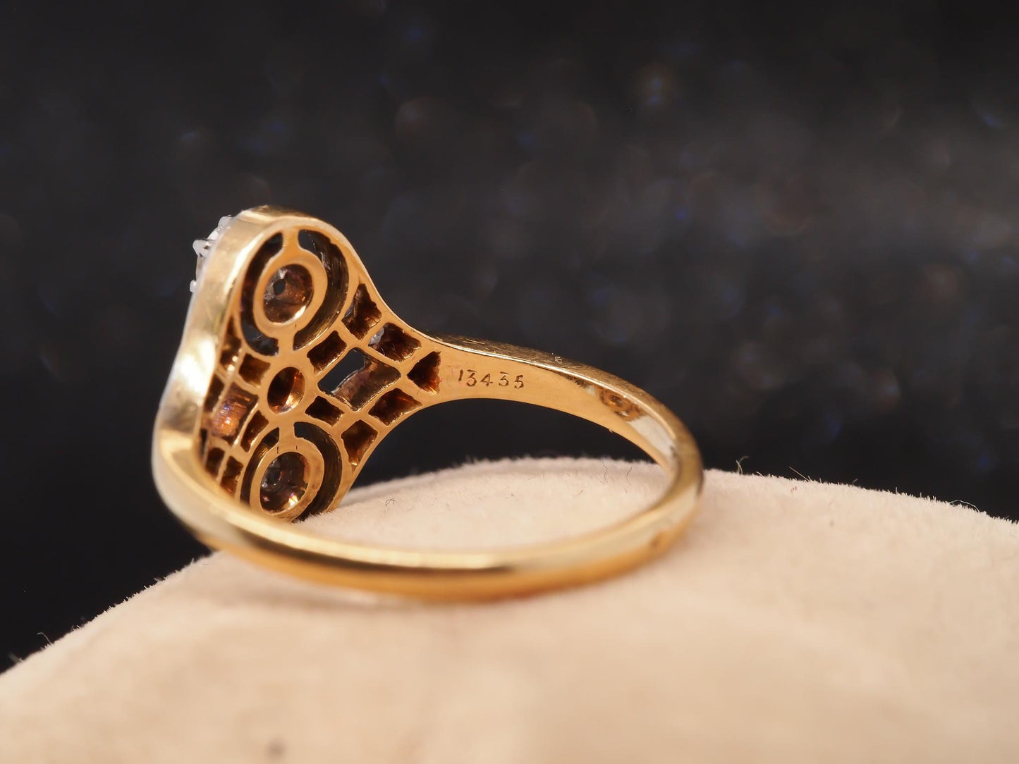 Vintage 14K Yellow Gold Old European Diamond Cocktail Ring - VHK#11