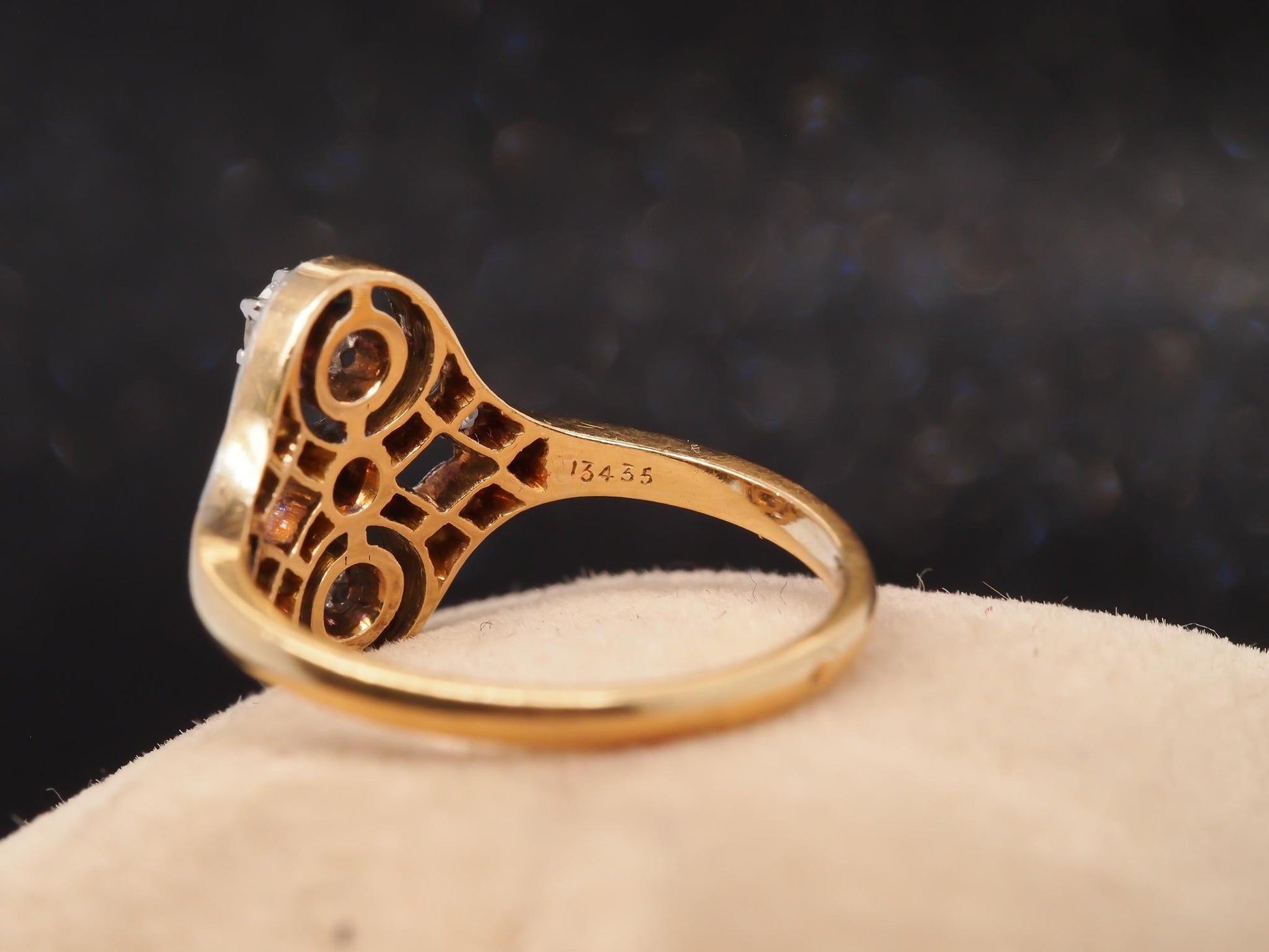Vintage 14K Yellow Gold Old European Diamond Cocktail Ring - VHK#11