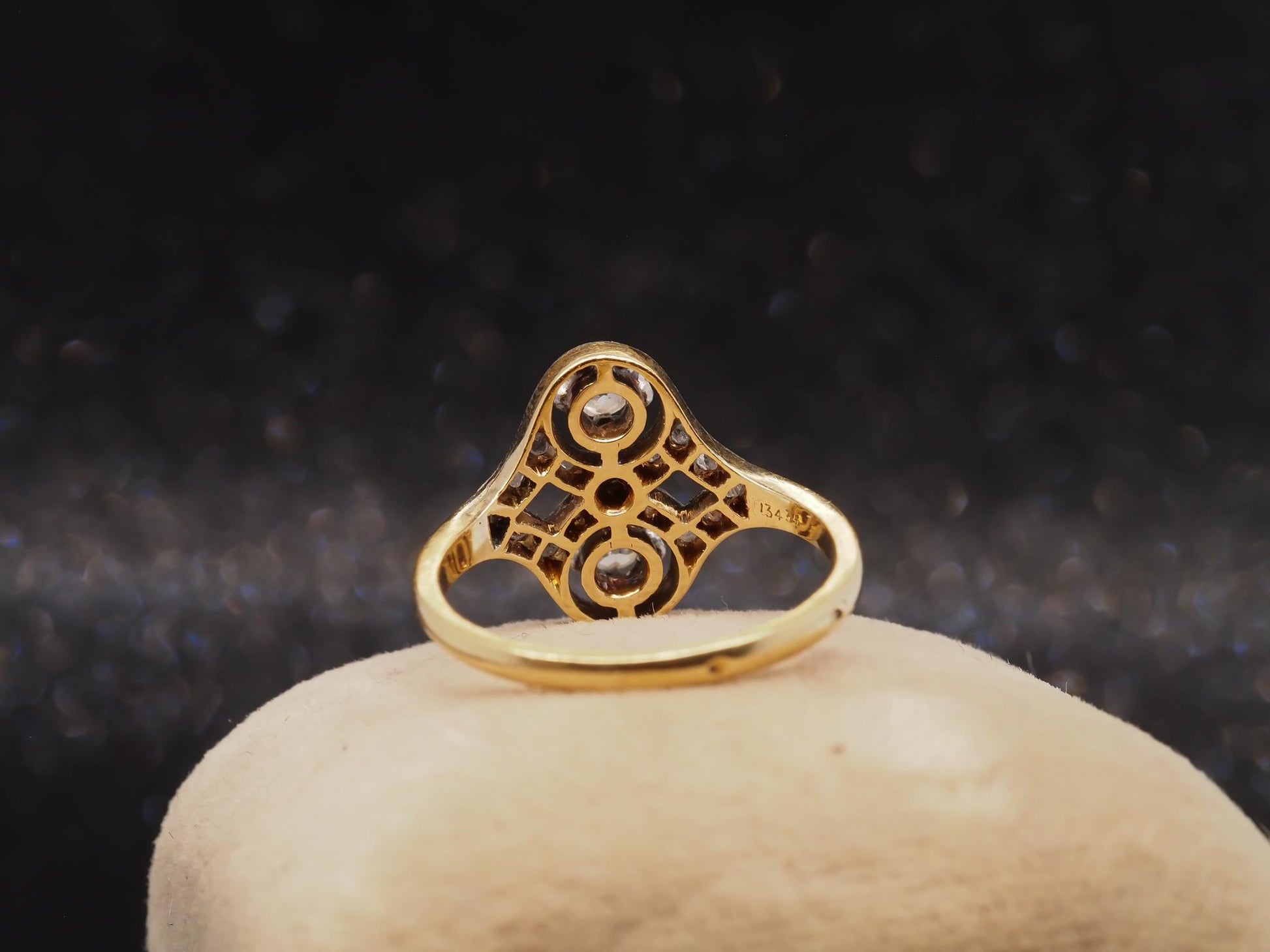 Vintage 14K Yellow Gold Old European Diamond Cocktail Ring - VHK#11