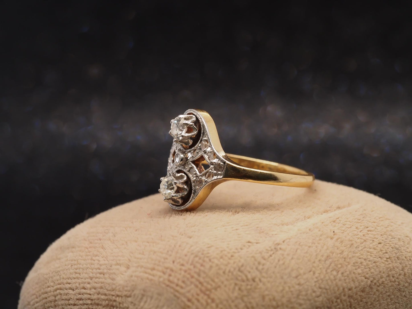 Vintage 14K Yellow Gold Old European Diamond Cocktail Ring - VHK#11