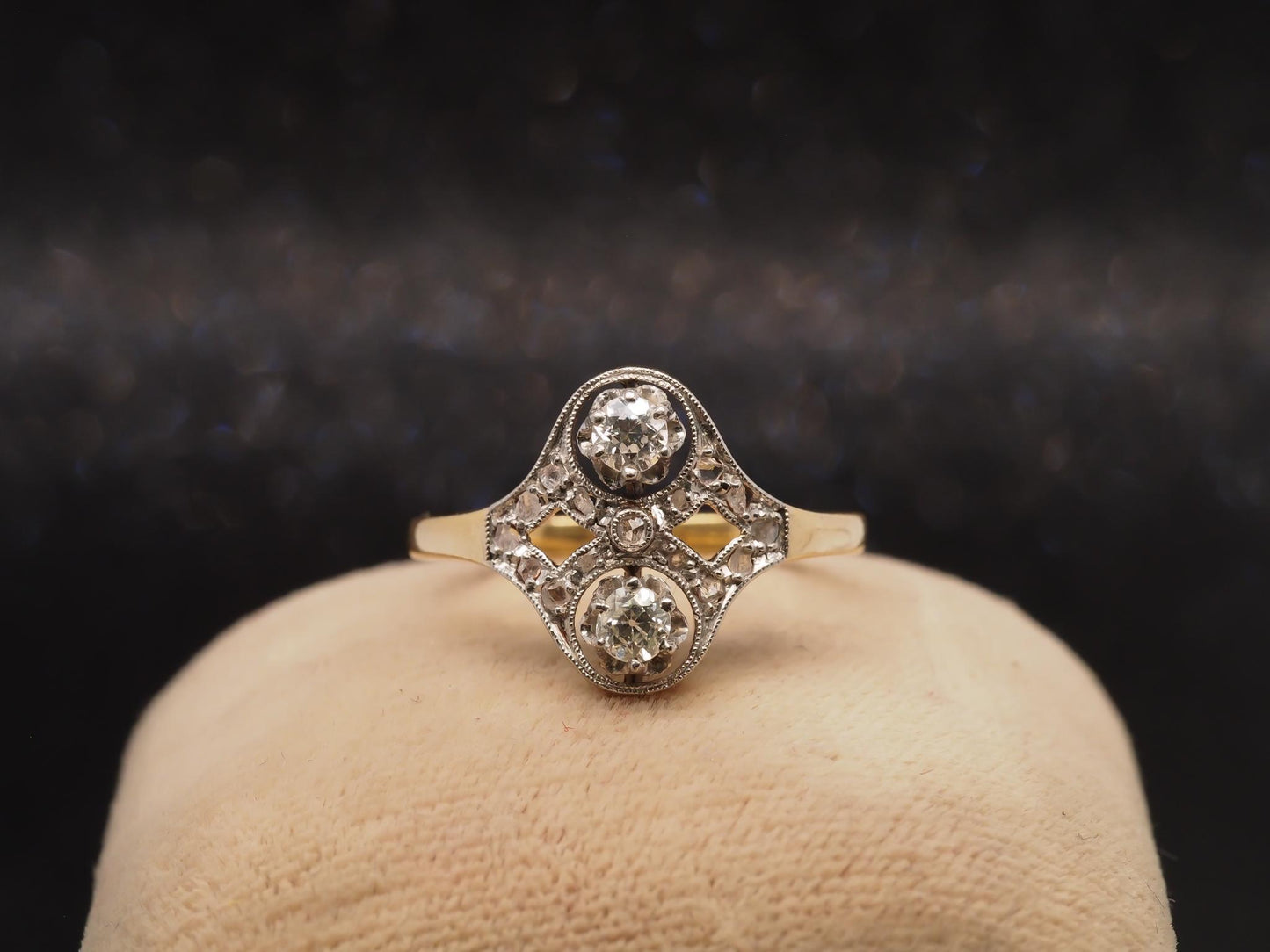 Vintage 14K Yellow Gold Old European Diamond Cocktail Ring - VHK#11