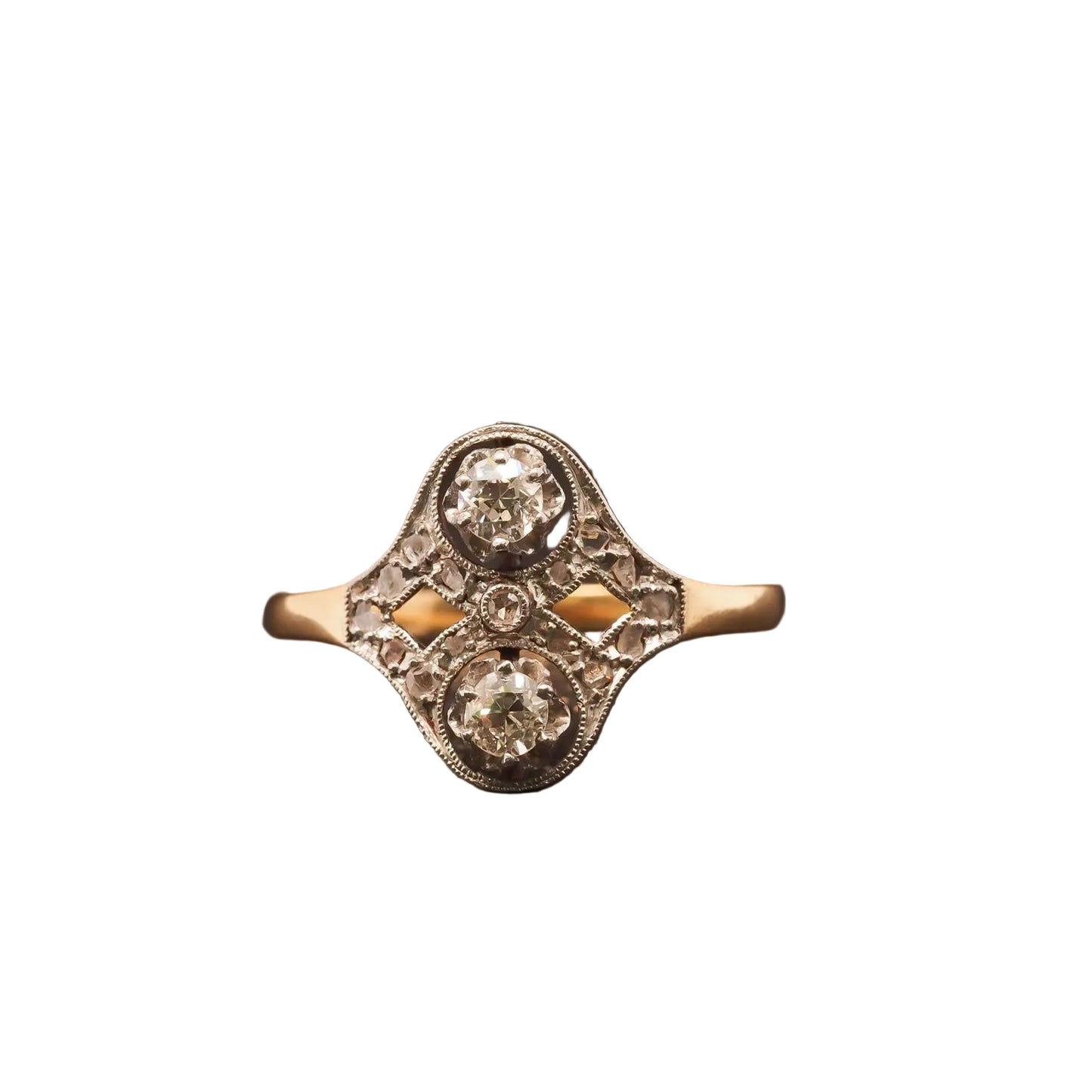 Vintage 14K Yellow Gold Old European Diamond Cocktail Ring - VHK#11