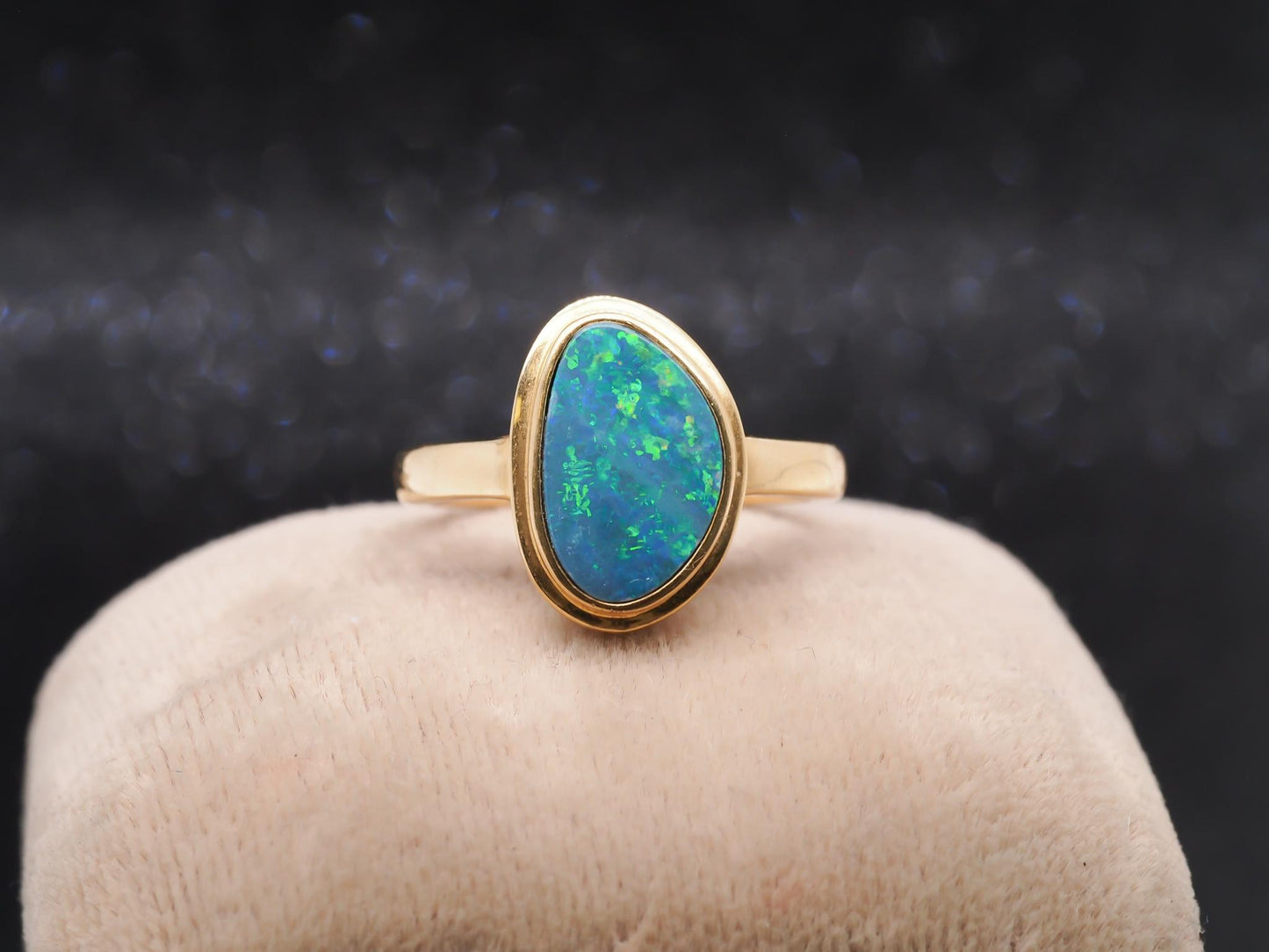 18K Yellow Gold Abstract Opal Ring - VHK#27