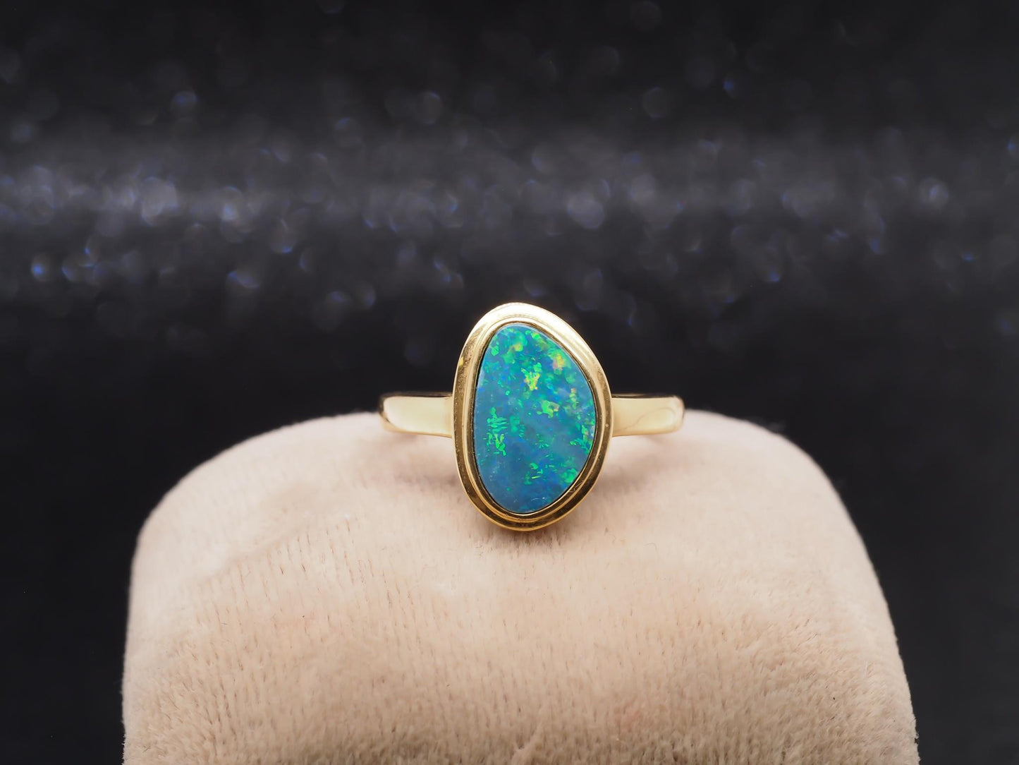 18K Yellow Gold Abstract Opal Ring - VHK#27