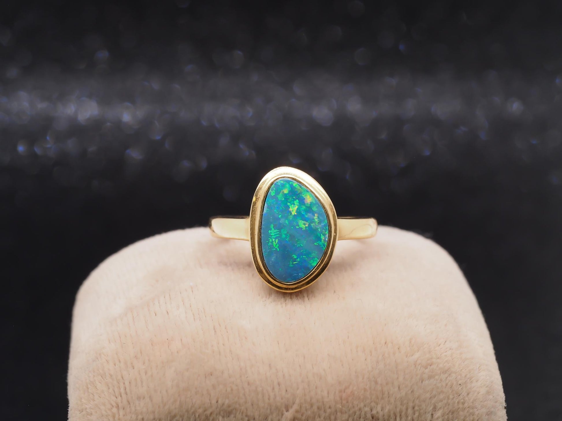 18K Yellow Gold Abstract Opal Ring - VHK#27