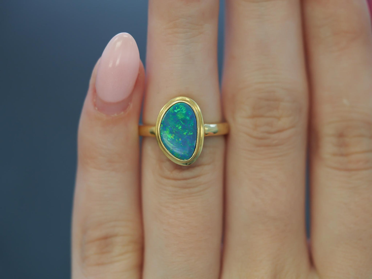 18K Yellow Gold Abstract Opal Ring - VHK#27