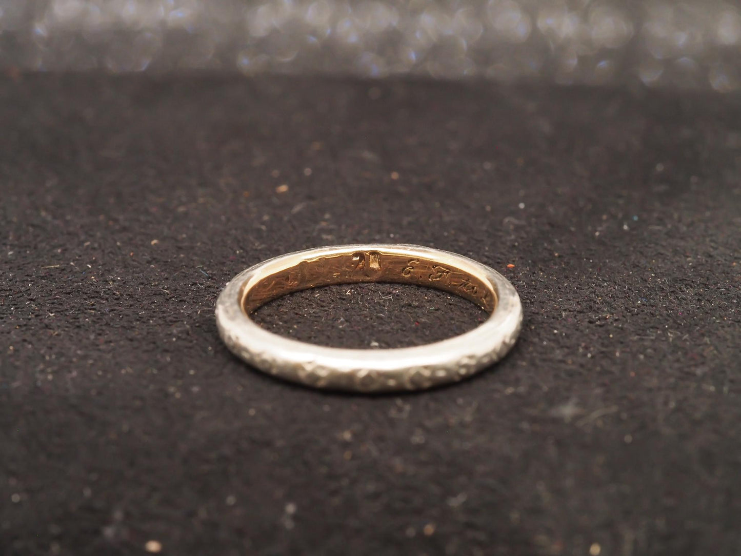 Circa 1902 Platinum & Gold Engraved Edwardian Wedding Band - VHK#26