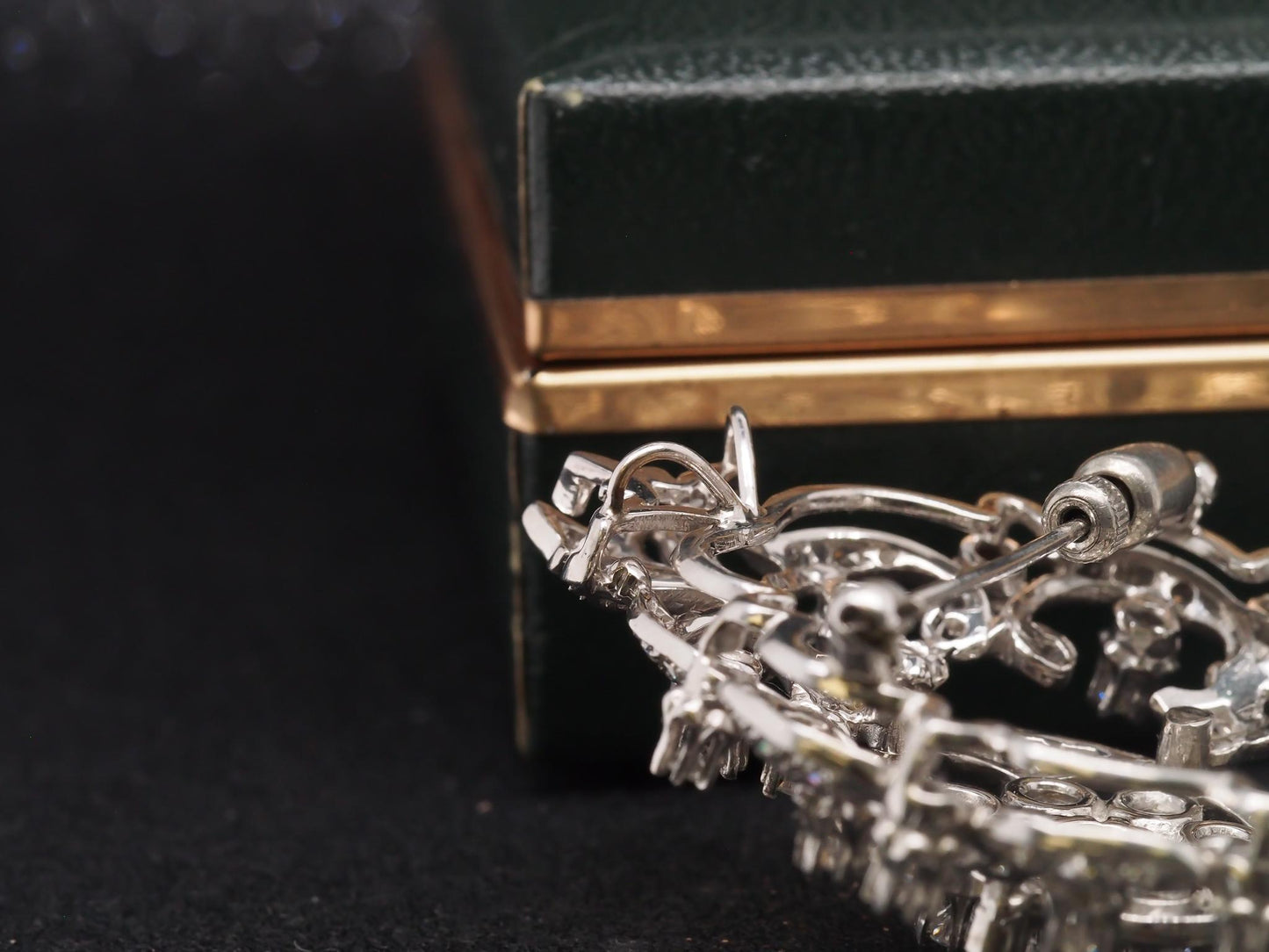 1950s 14k White Gold Ornate Diamond Pendant and Brooch - VHK#25a