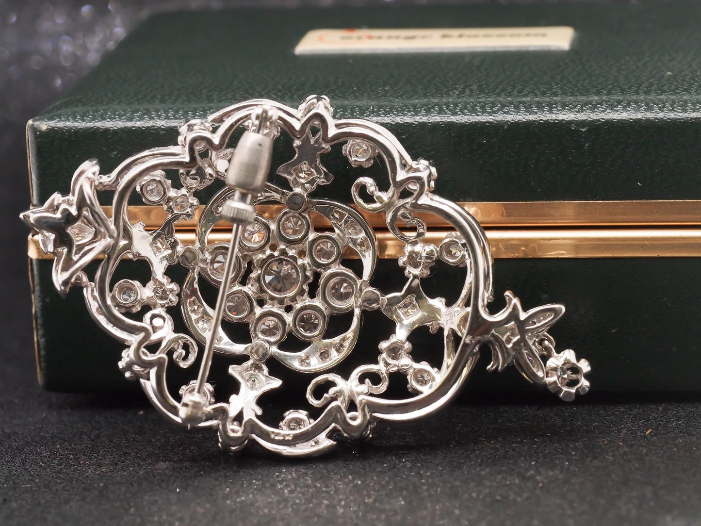 1950s 14k White Gold Ornate Diamond Pendant and Brooch - VHK#25a