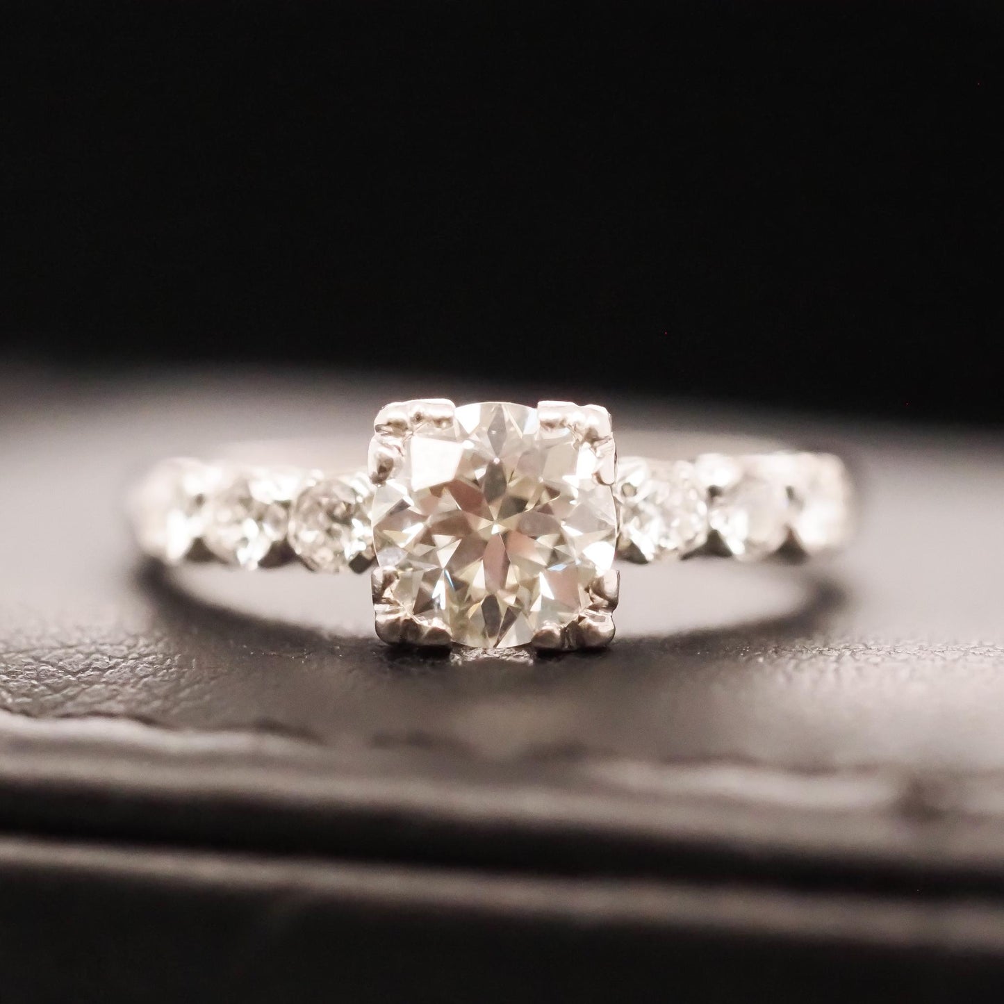 Circa 1930s Art Deco .85ct Old European Brilliant Diamond Engagement Ring - VHK#