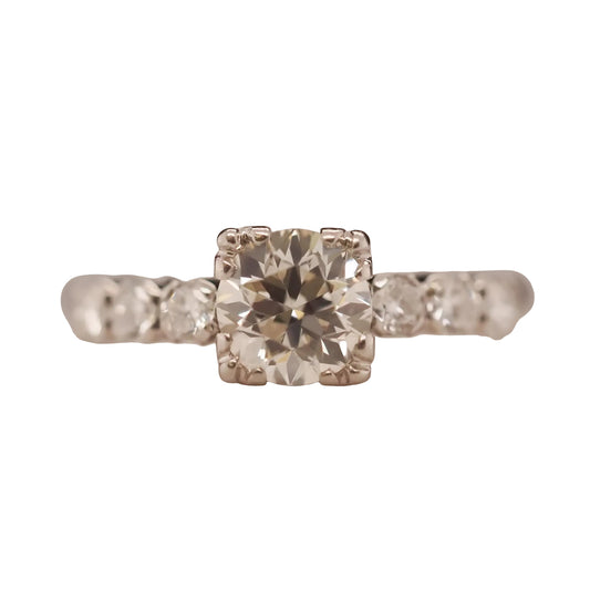 Circa 1930s Art Deco .85ct Old European Brilliant Diamond Engagement Ring - VHK#