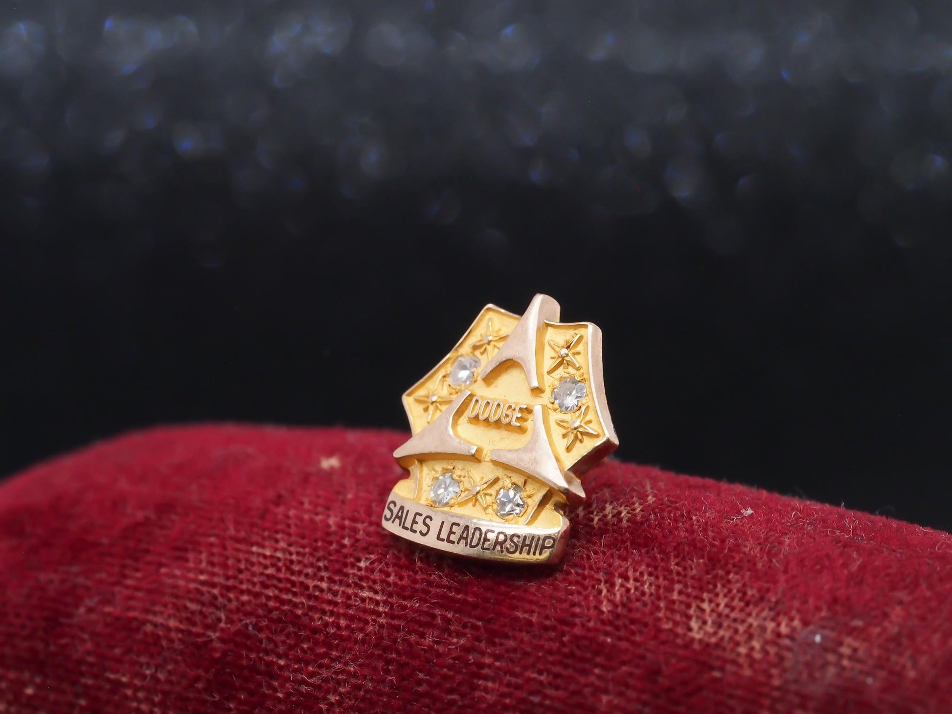 Vintage 10K Yellow Gold Diamond "Dodge" Sales Leadership Pin - VHK#35