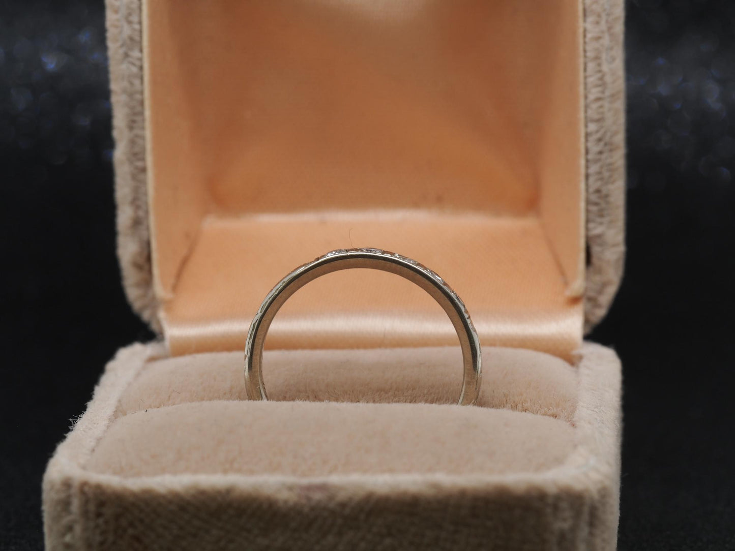 Circa 1931  14K White Gold Art Deco Diamond Wedding Band - VHK#34