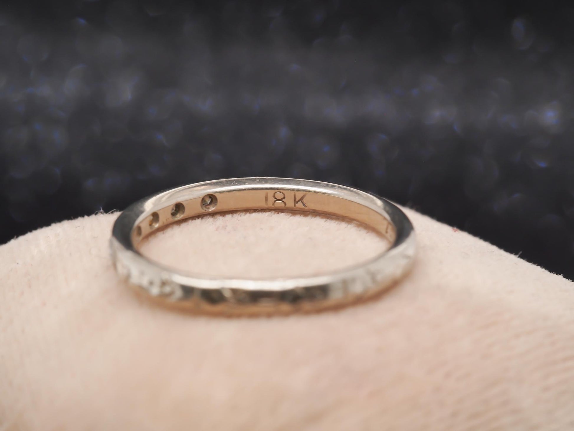 Circa 1931  14K White Gold Art Deco Diamond Wedding Band - VHK#34