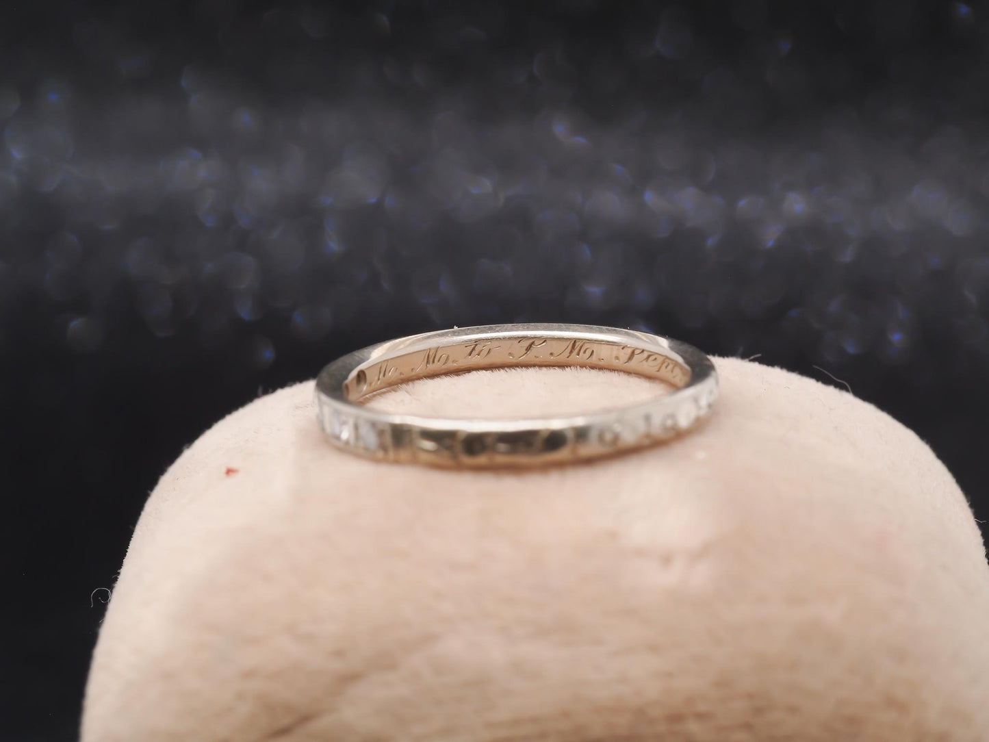 Circa 1931  14K White Gold Art Deco Diamond Wedding Band - VHK#34