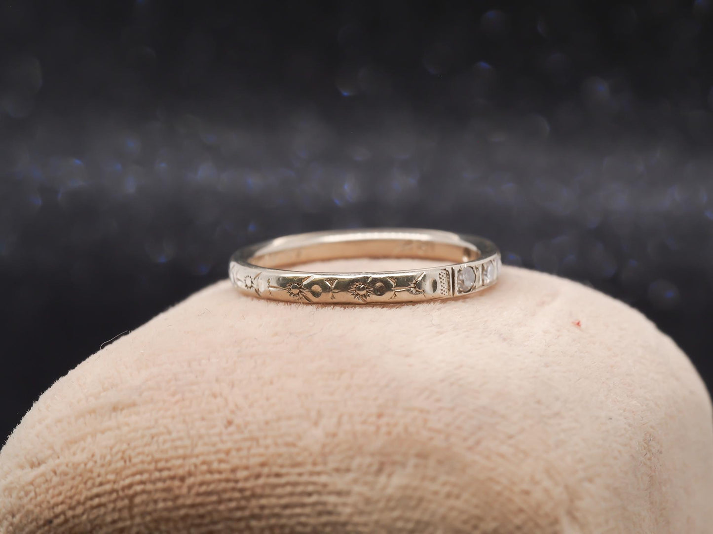 Circa 1931  14K White Gold Art Deco Diamond Wedding Band - VHK#34