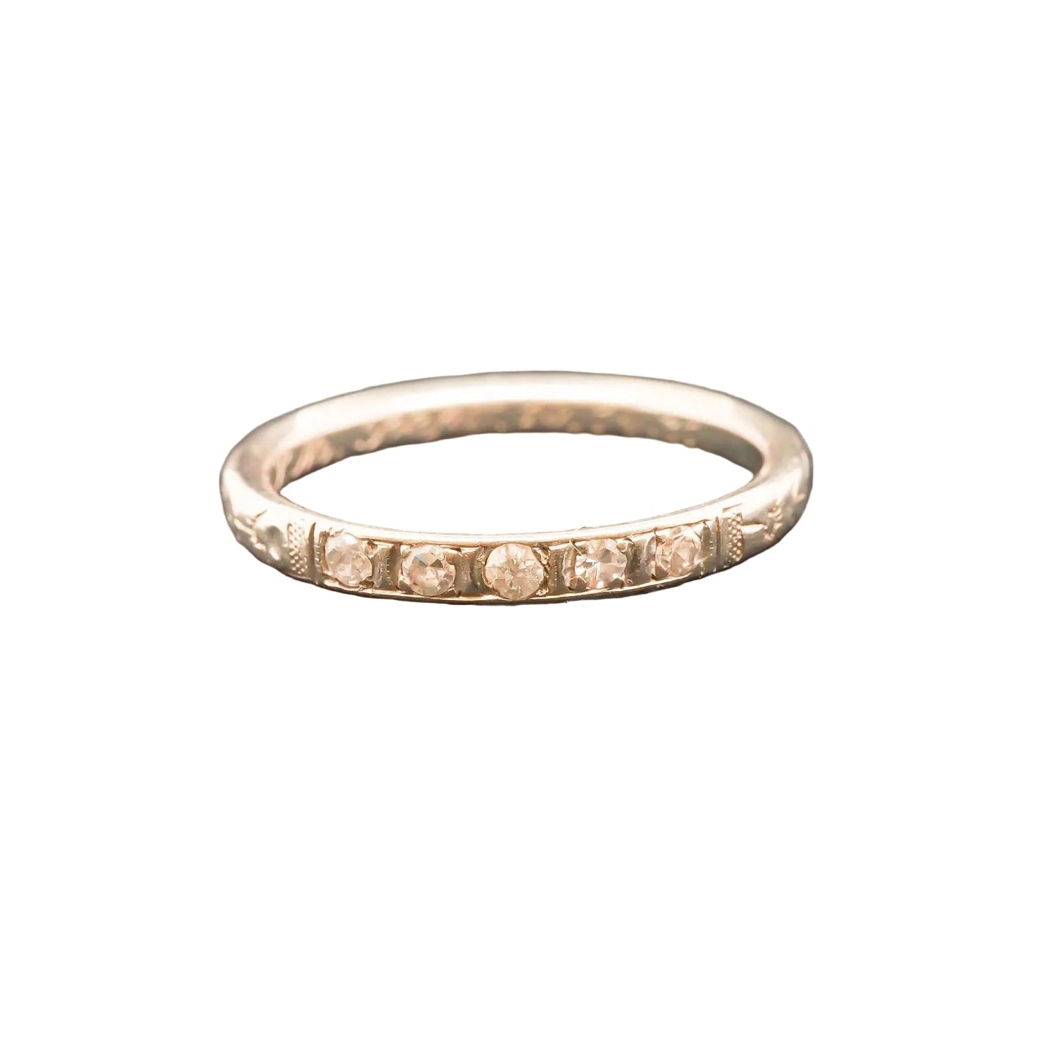 Circa 1931  14K White Gold Art Deco Diamond Wedding Band - VHK#34