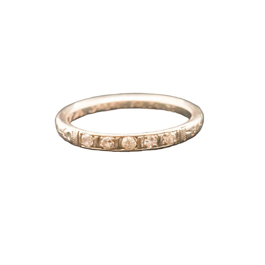 Circa 1931  14K White Gold Art Deco Diamond Wedding Band - VHK#34