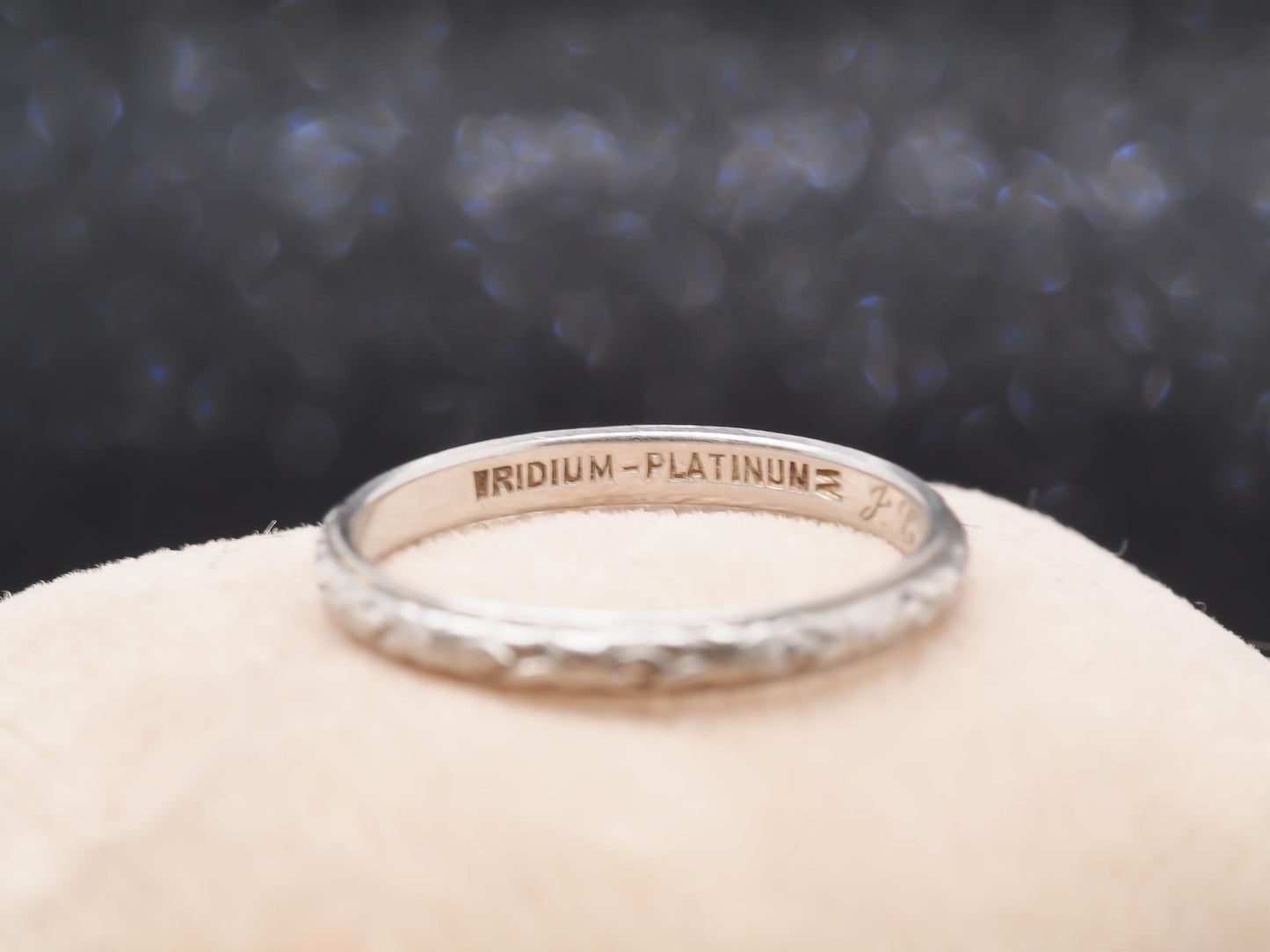 Platinum Circa 1928 Engraved Art Deco Wedding Band - VHK#33