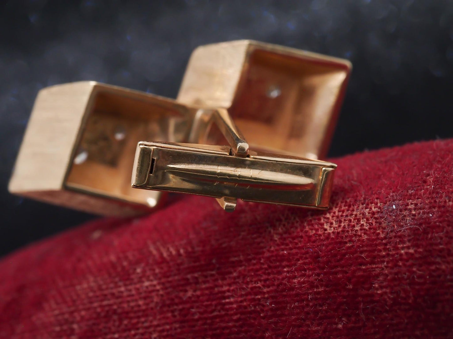 14K Yellow Gold and Diamond Dice Cufflinks - VHK#29