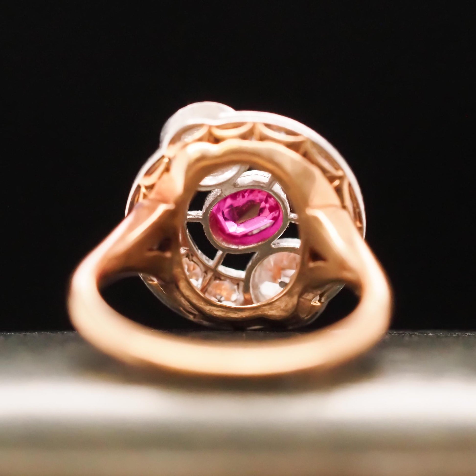 Circa 1900s Edwardian Natural Ruby and Old European Diamond Ring - VHK#678