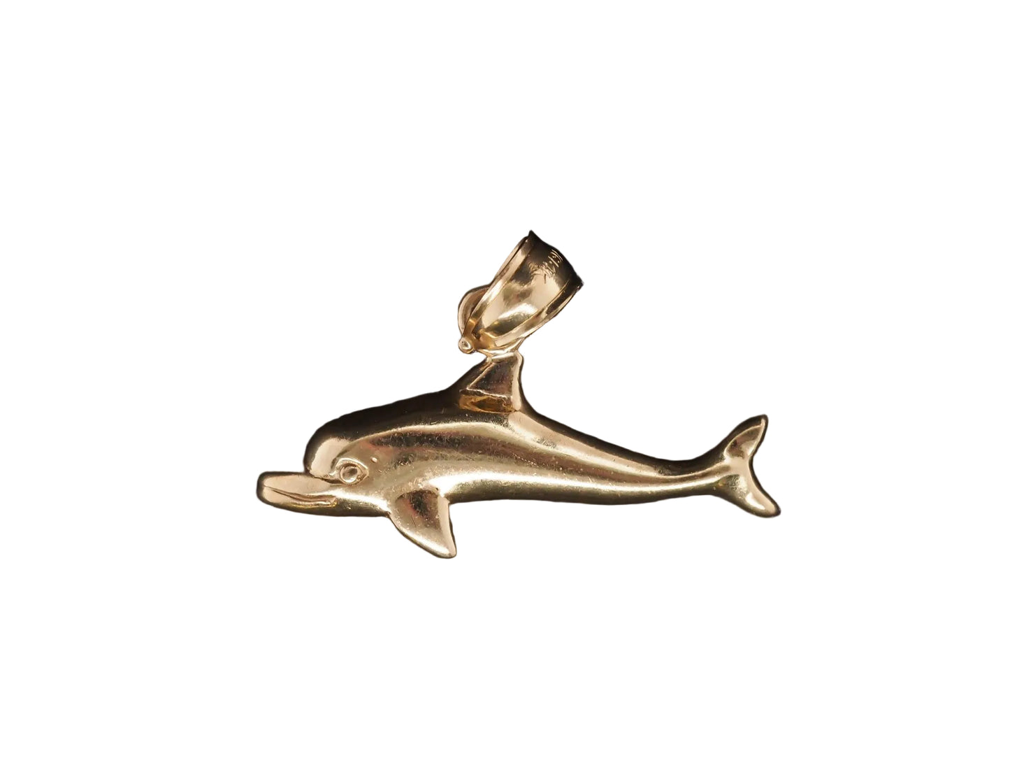 14K Yellow Gold Dolphin Pendant - VHK#48