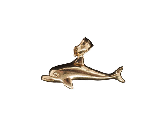 14K Yellow Gold Dolphin Pendant - VHK#48