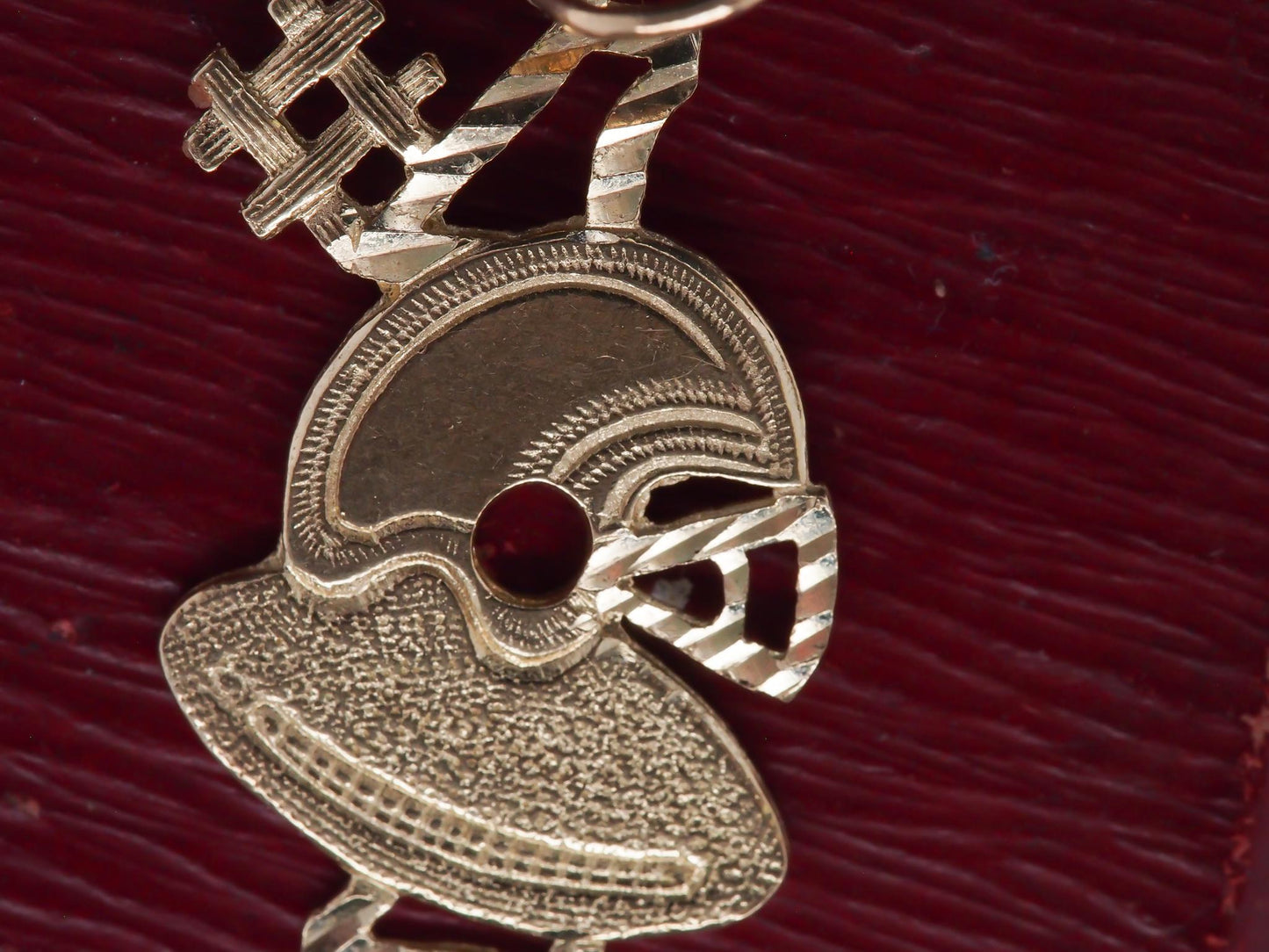 14K Yellow Gold Football Helmet and Ball Pendant - VHK#46