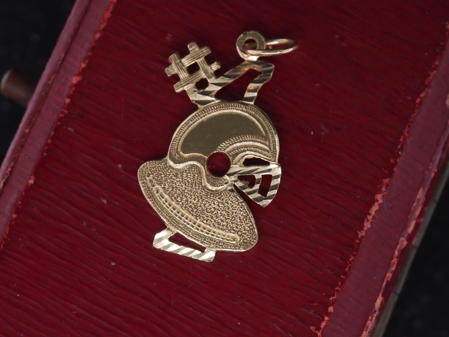 14K Yellow Gold Football Helmet and Ball Pendant - VHK#46