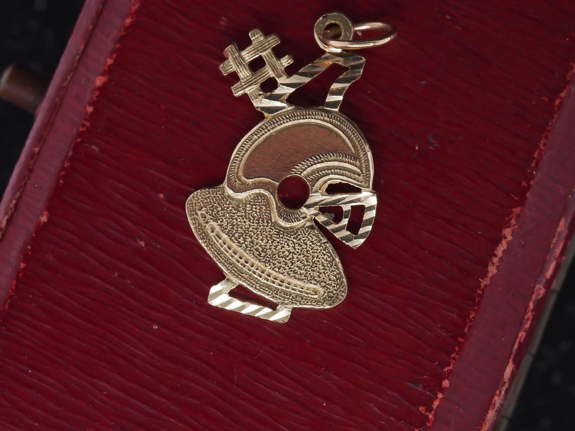 14K Yellow Gold Football Helmet and Ball Pendant - VHK#46