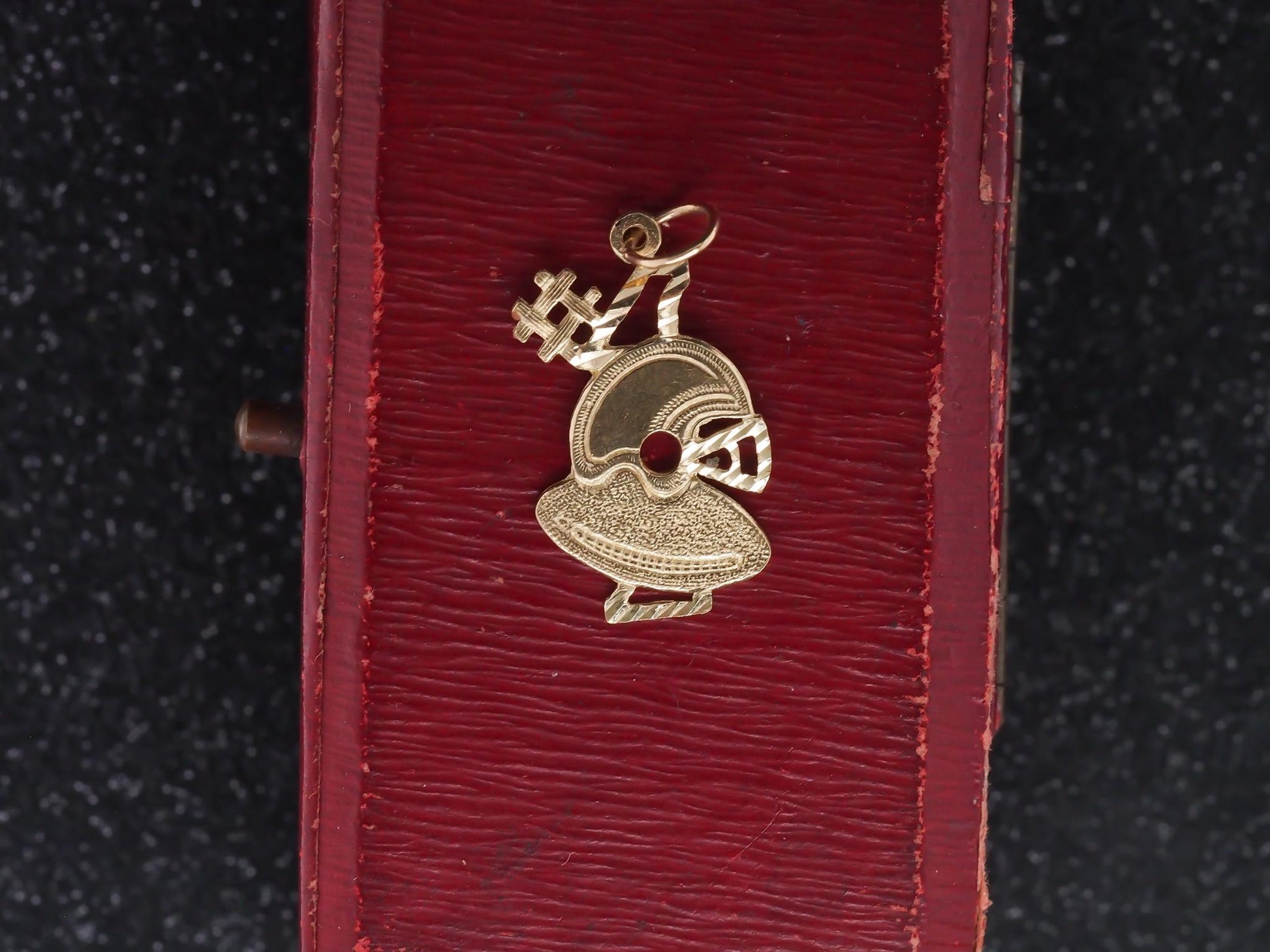 14K Yellow Gold Football Helmet and Ball Pendant - VHK#46
