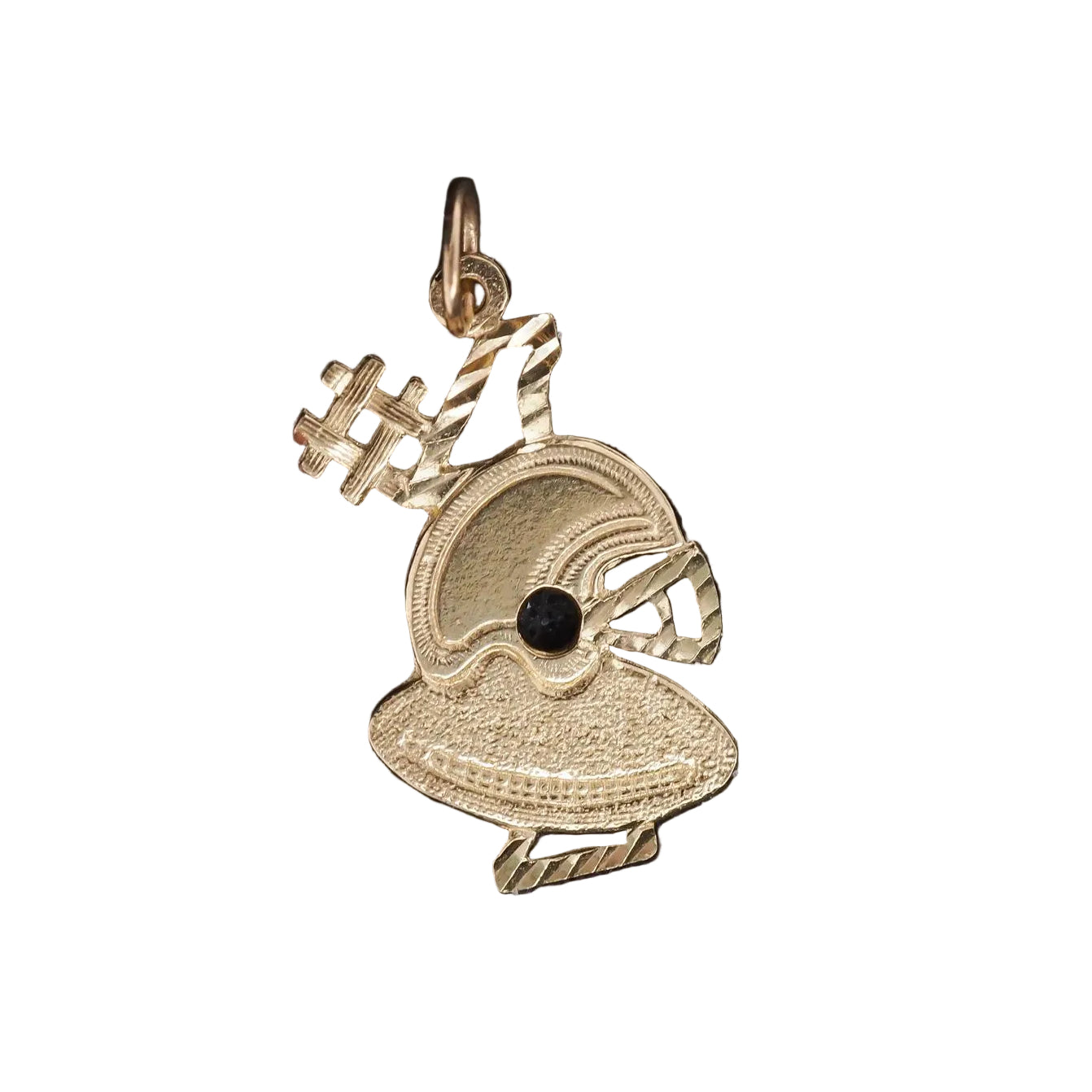14K Yellow Gold Football Helmet and Ball Pendant - VHK#46