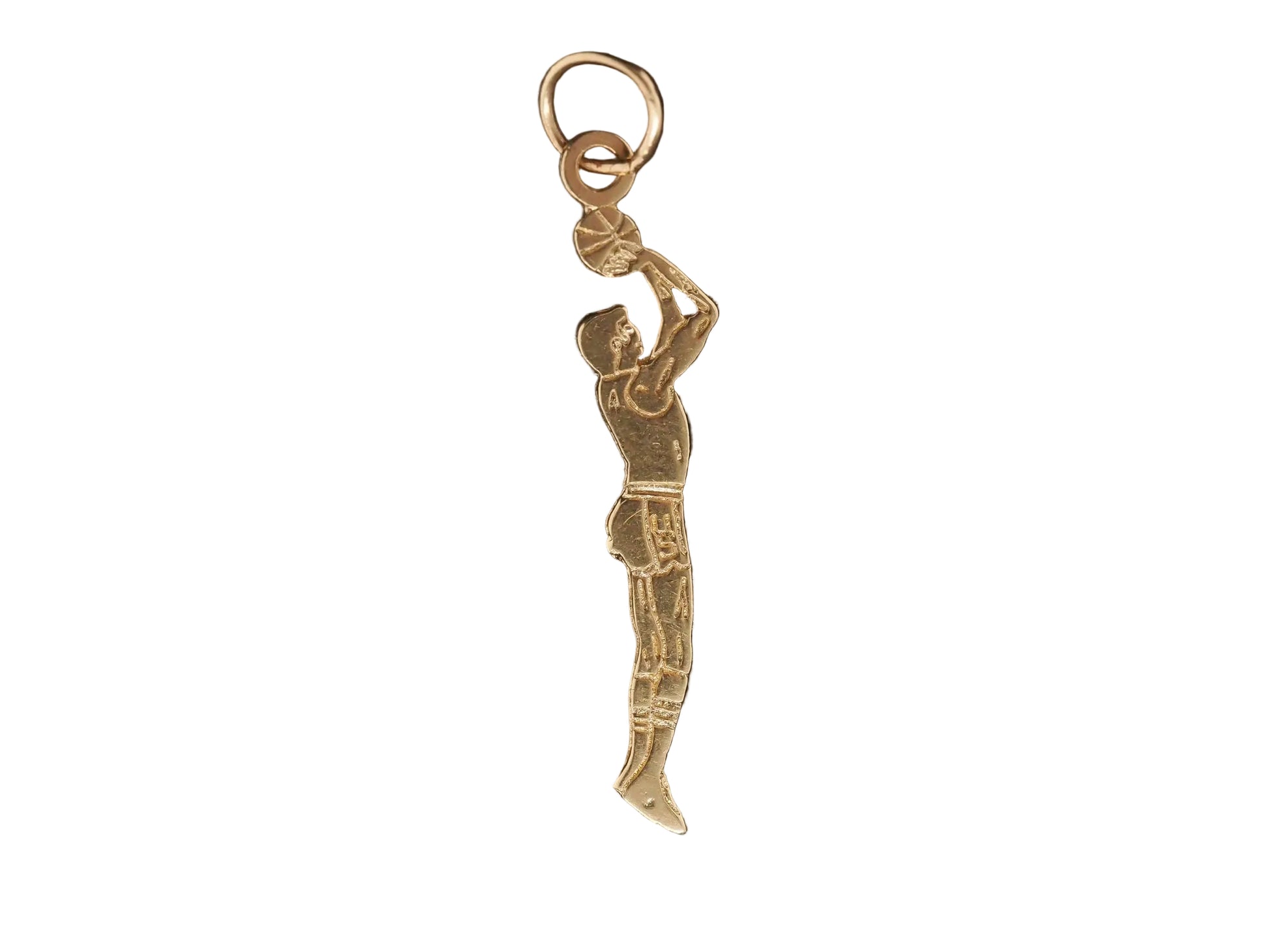 14K Yellow Gold Basketball Free Throw Pendant - VHK#41