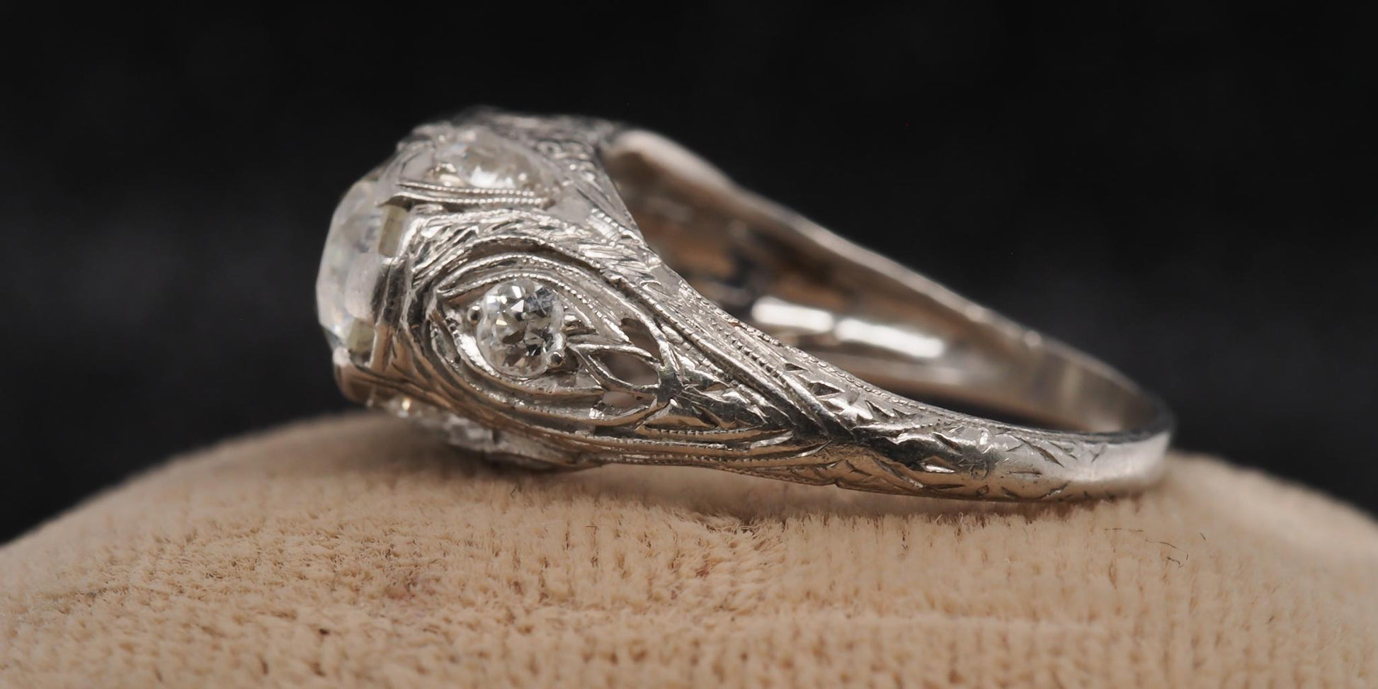 Estate Art Deco Platinum 2.25ct Old European Cut Diamond Ring - VHK#658a