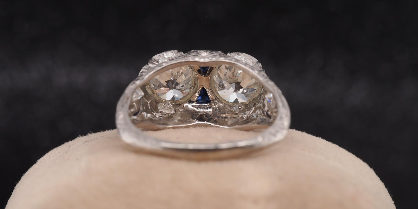 Estate Art Deco Platinum 2.25ct Old European Cut Diamond Ring - VHK#658a
