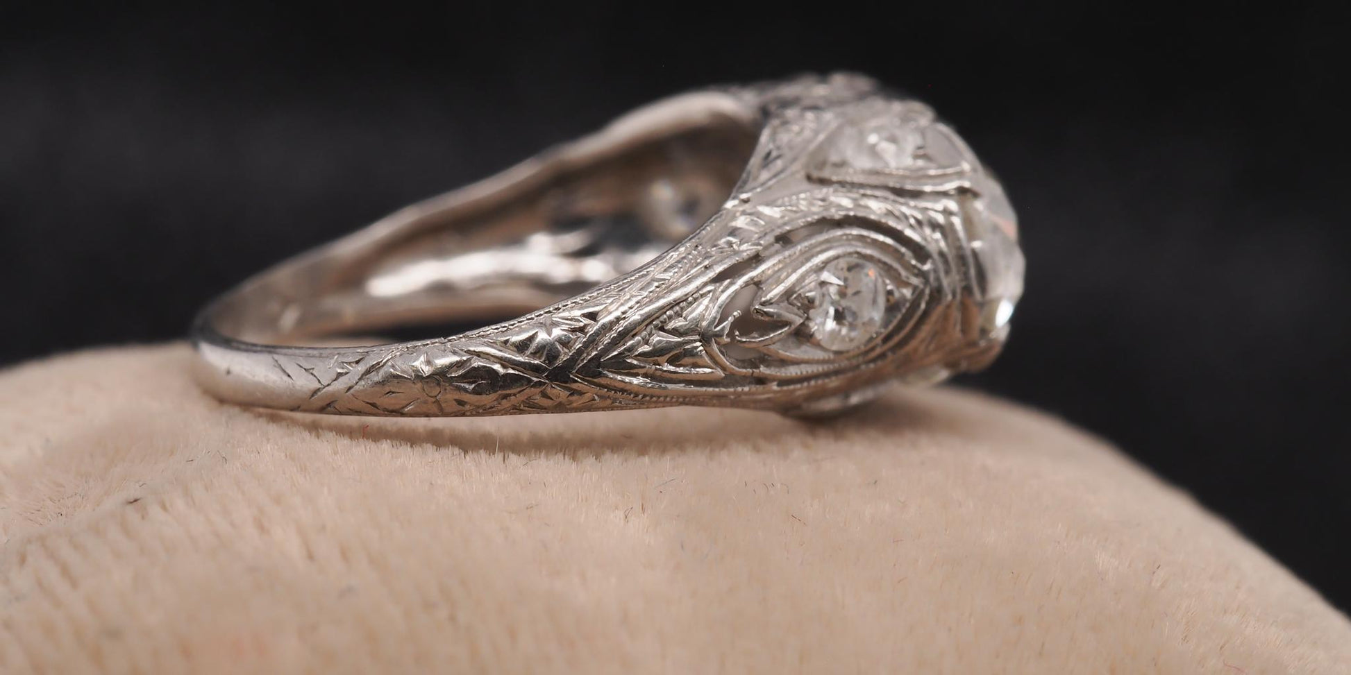 Estate Art Deco Platinum 2.25ct Old European Cut Diamond Ring - VHK#658a