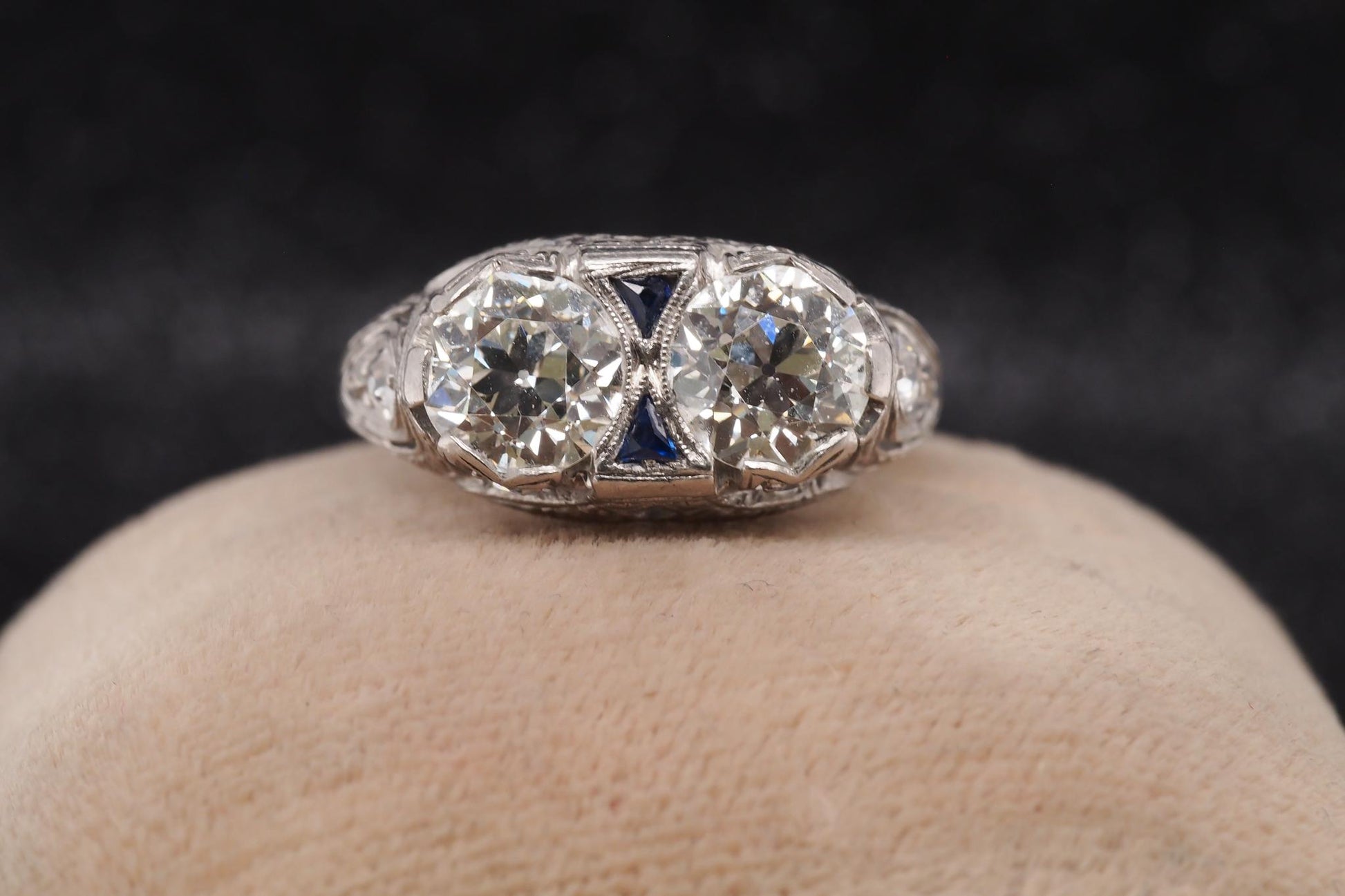Estate Art Deco Platinum 2.25ct Old European Cut Diamond Ring - VHK#658a