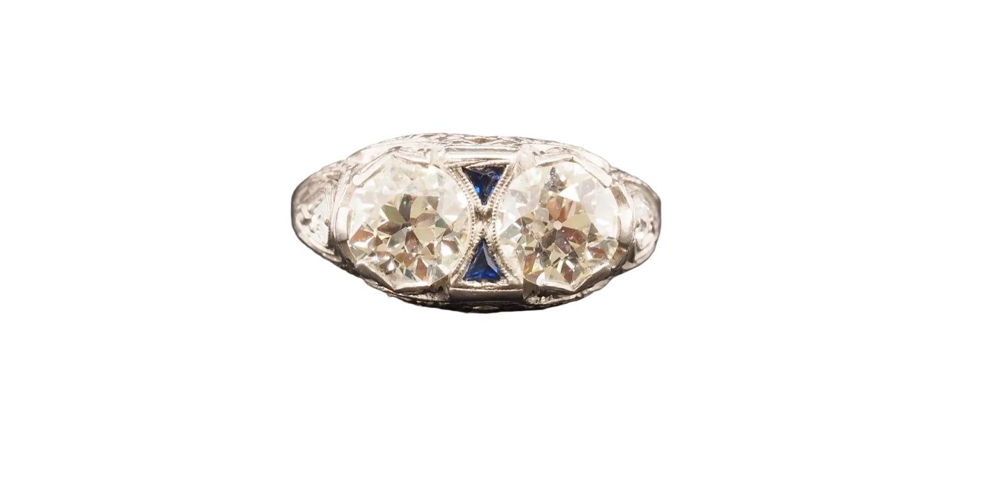 Estate Art Deco Platinum 2.25ct Old European Cut Diamond Ring - VHK#658a