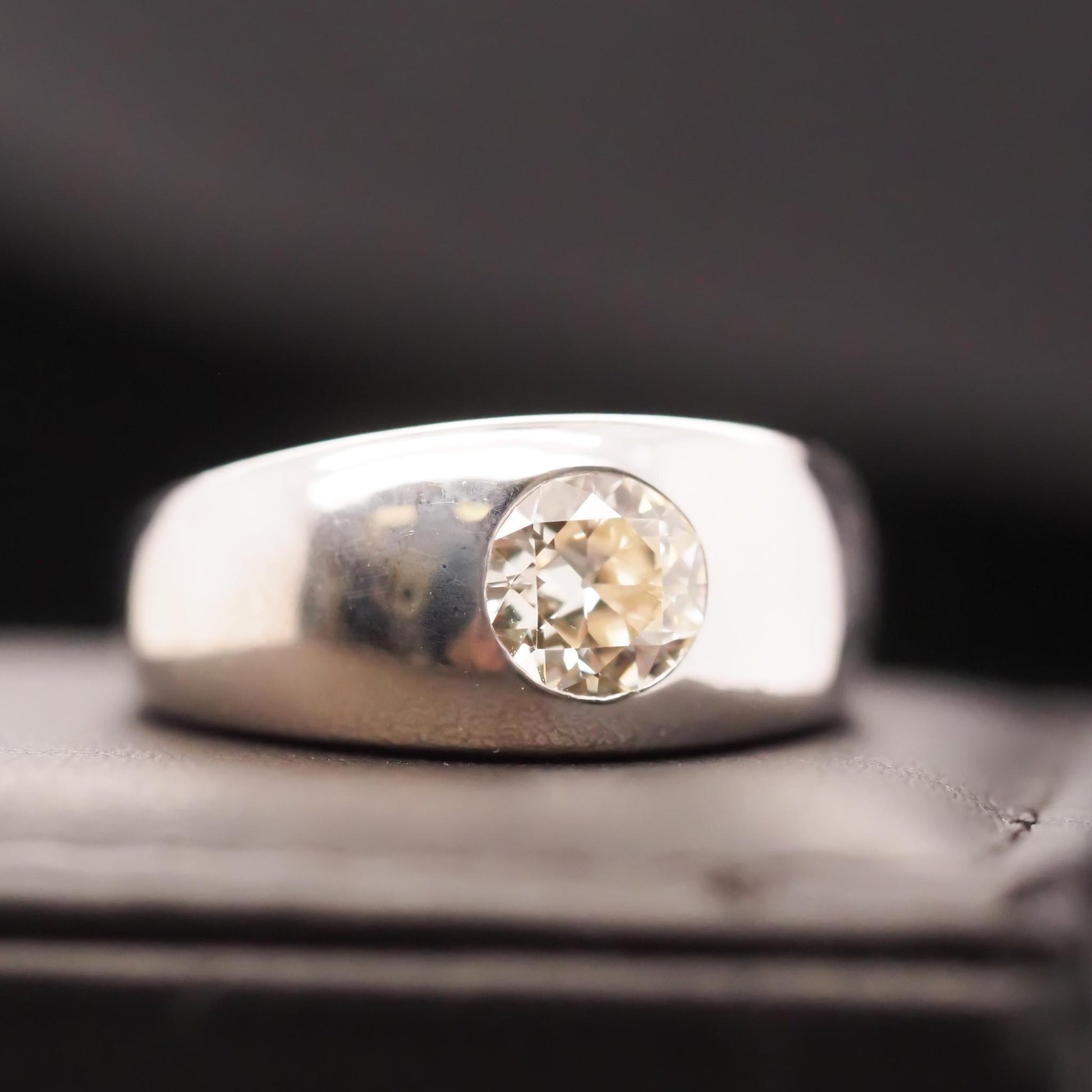 Circa 1940s 14K White Gold 1.35ct Old European Brilliant Diamond Ring - VHK#679