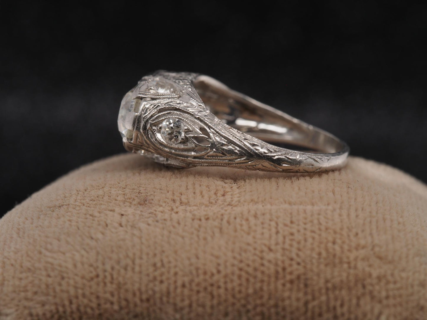 Estate Art Deco Platinum 2.25ct Old European Cut Diamond Ring - VHK#658a