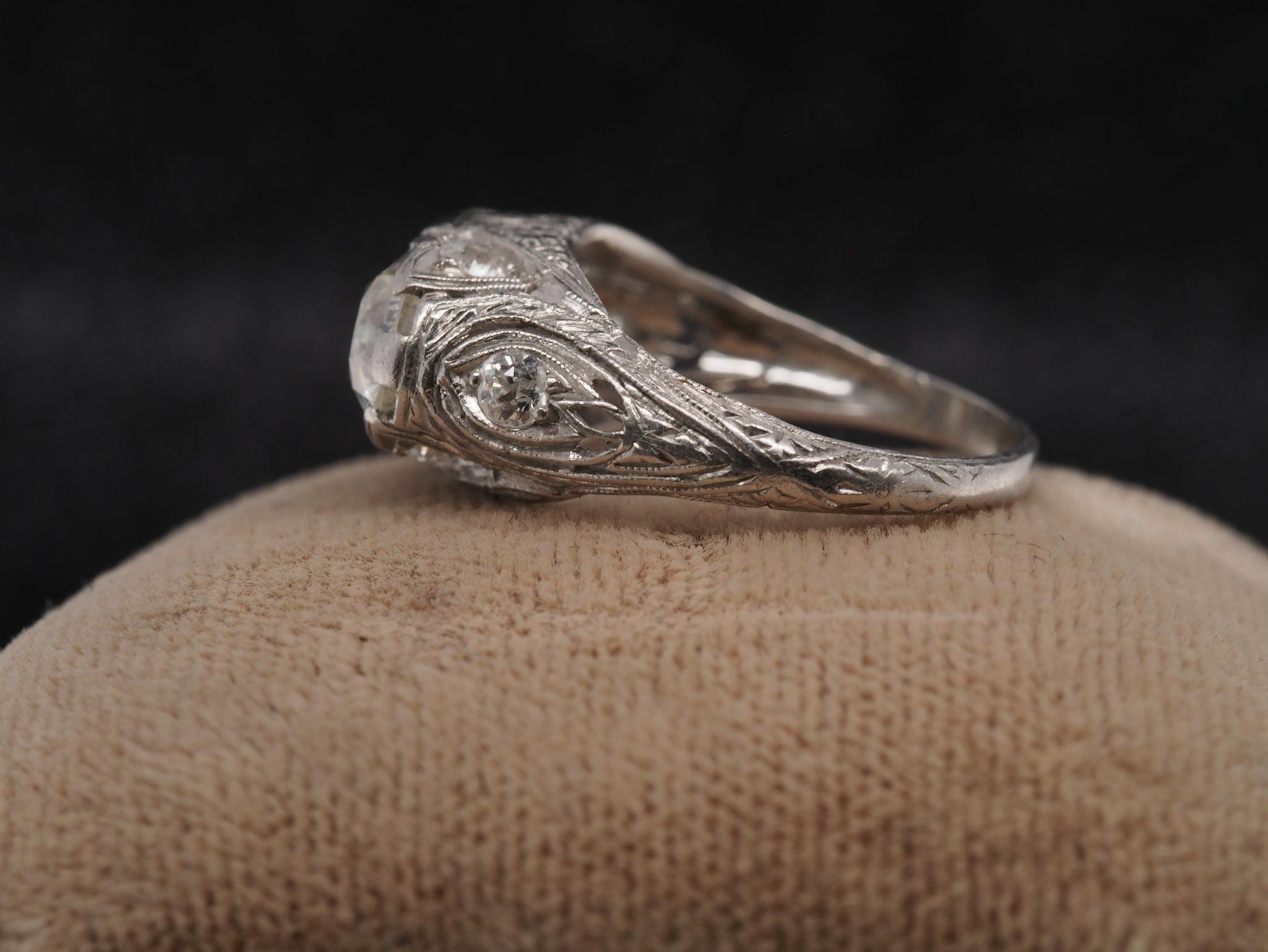 Estate Art Deco Platinum 2.25ct Old European Cut Diamond Ring - VHK#658a