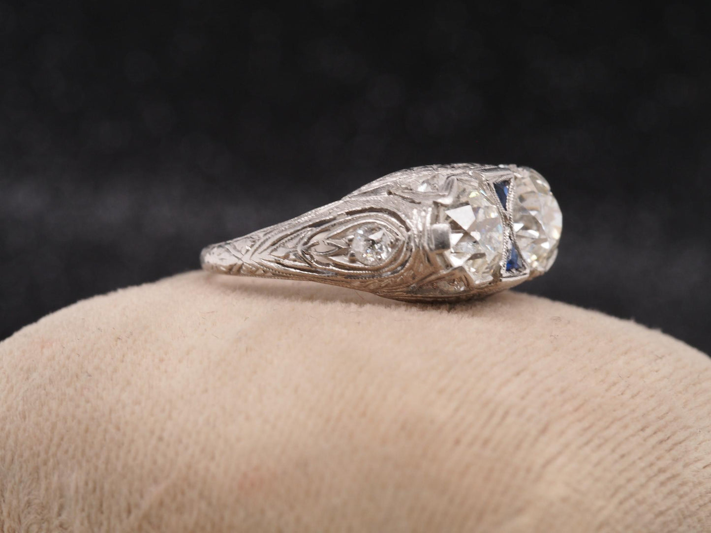 Estate Art Deco Platinum 2.25ct Old European Cut Diamond Ring - VHK#658a
