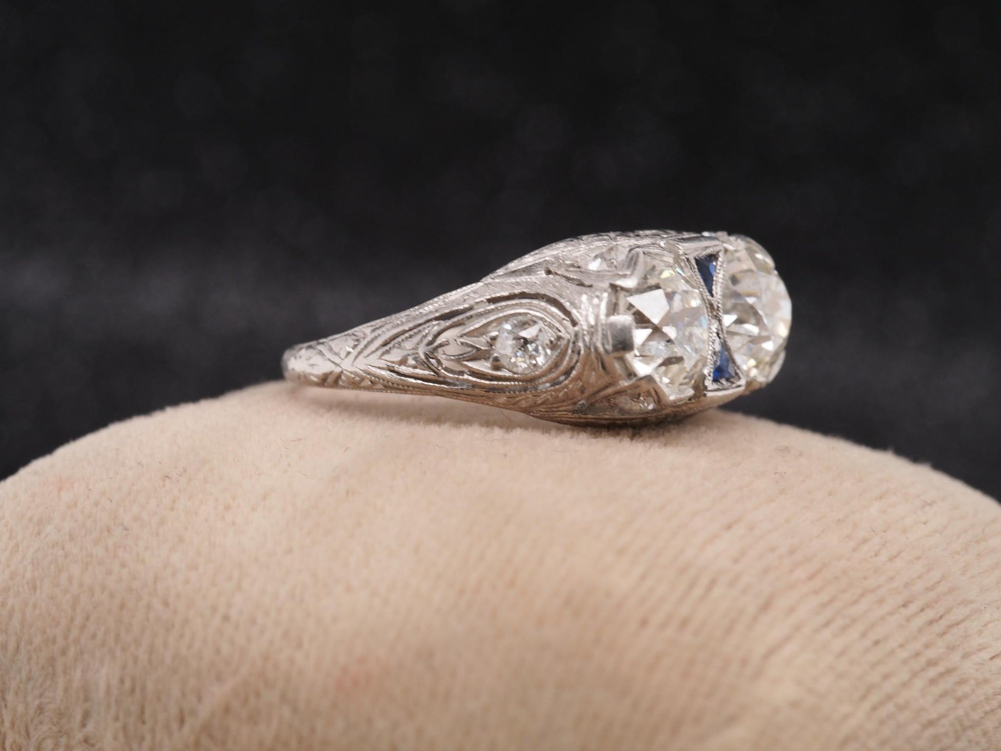 Estate Art Deco Platinum 2.25ct Old European Cut Diamond Ring - VHK#658a