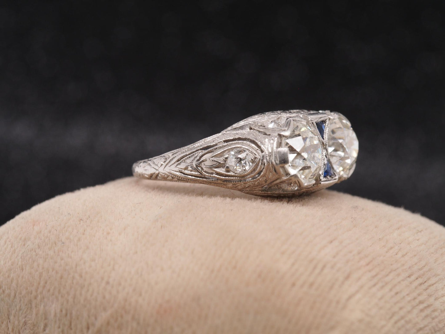 Estate Art Deco Platinum 2.25ct Old European Cut Diamond Ring - VHK#658a