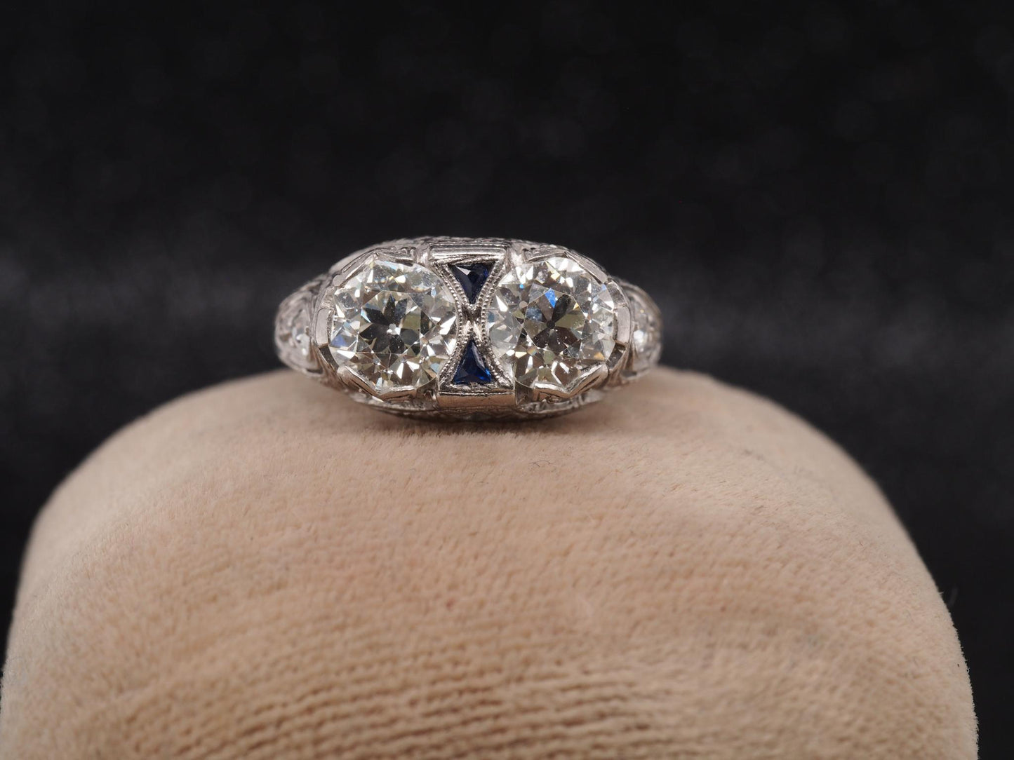 Estate Art Deco Platinum 2.25ct Old European Cut Diamond Ring - VHK#658a
