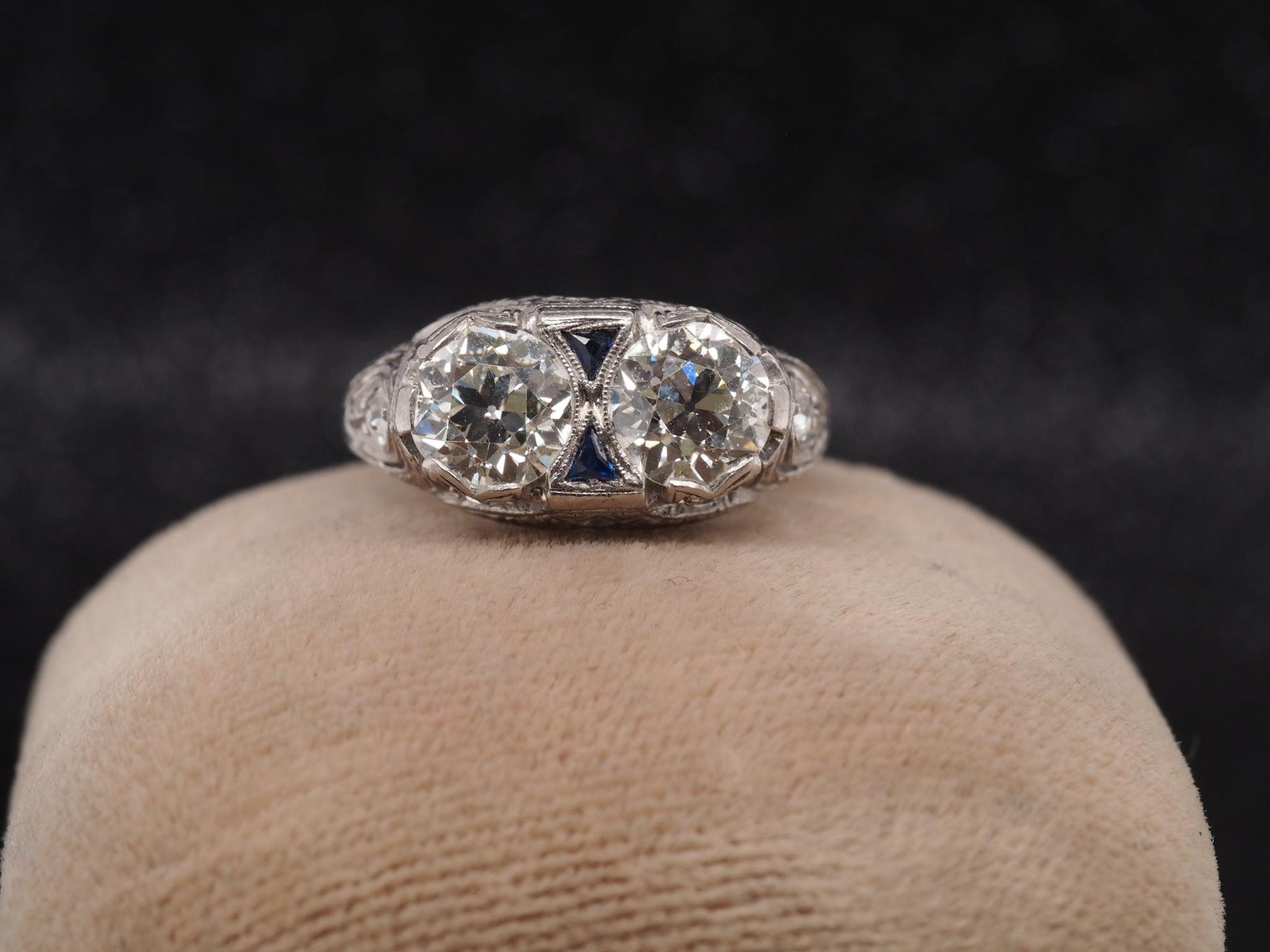 Estate Art Deco Platinum 2.25ct Old European Cut Diamond Ring - VHK#658a
